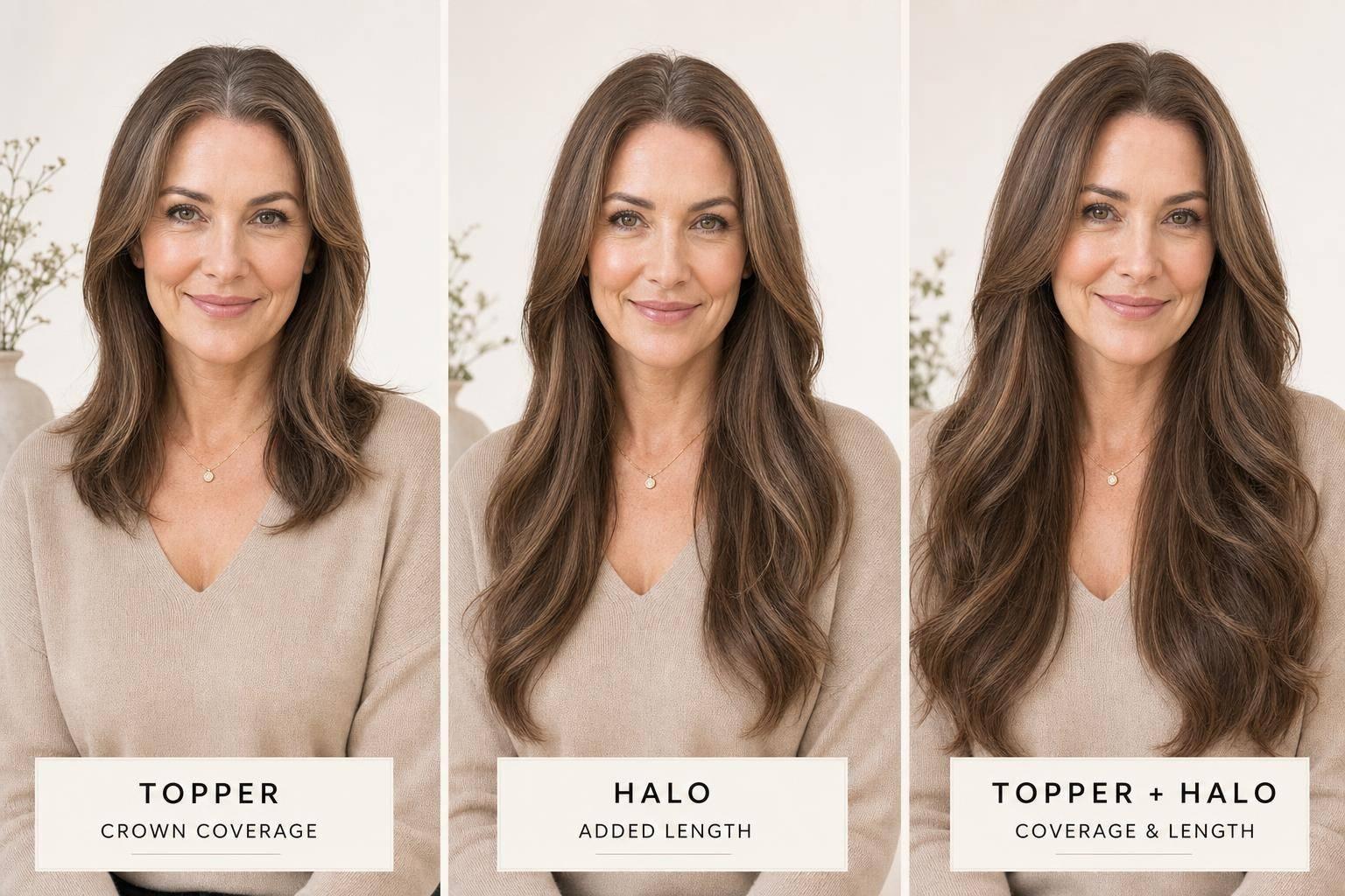 Want Long Hair and Crown Coverage? How to Choose Between a Topper, Halo and Extensions