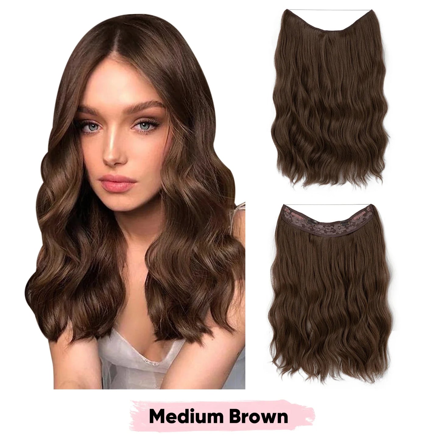 Silkara™ Secret Halo Extensions 16, 20, 24 inches (Wavy-2 Clips)