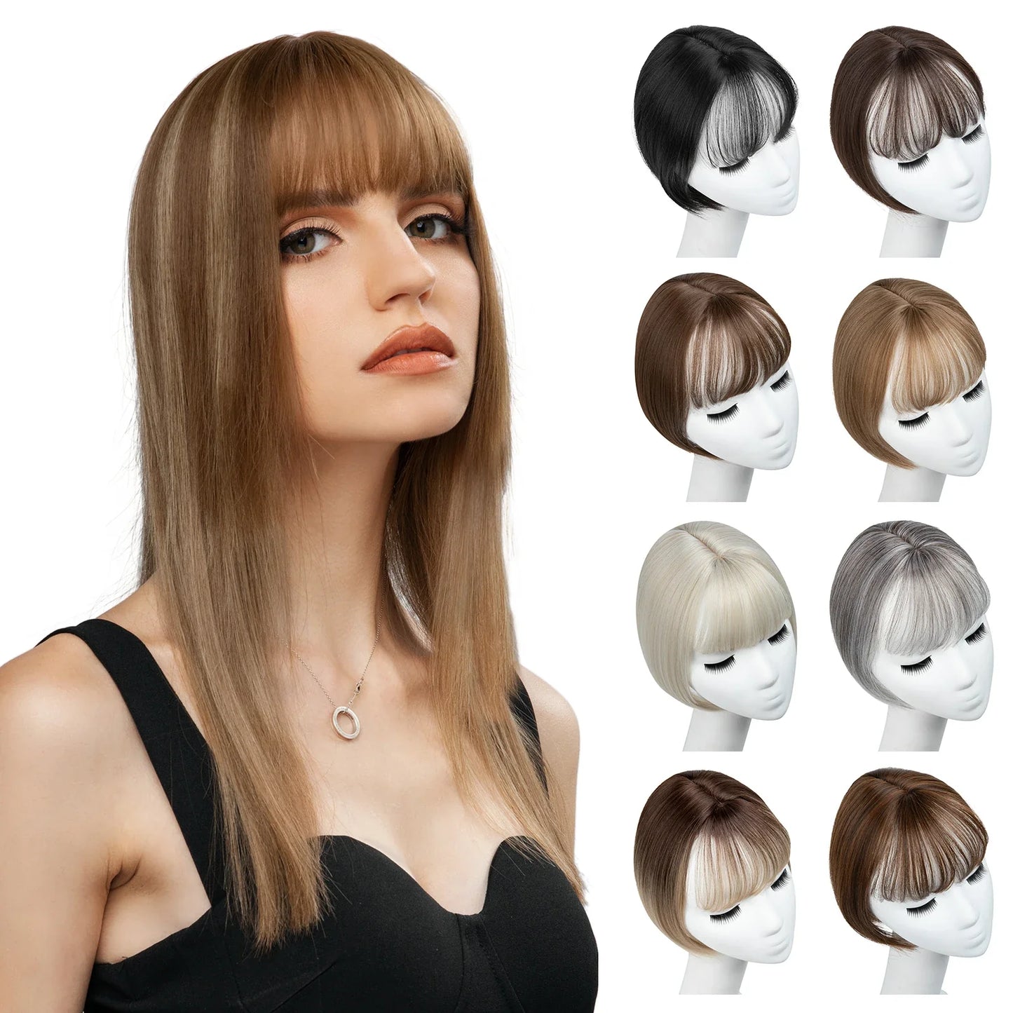 Silkara™ Clip in Hair Topper With Bangs