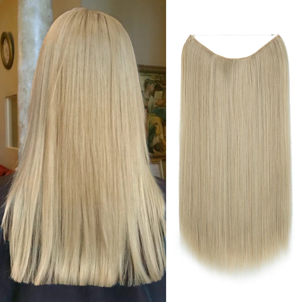 Silkara™ Secret Halo Hair Extensions 14, 16 Inches (Straight-No Clip)