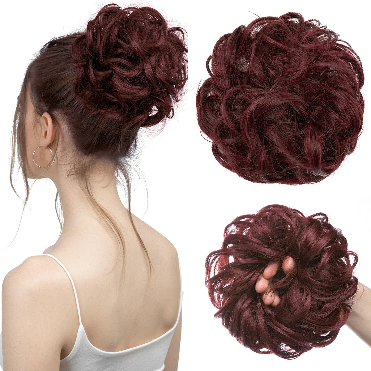 Silkara™ Messy Chignon Premium Big Curly Elastic Hair Scrunchies Bun