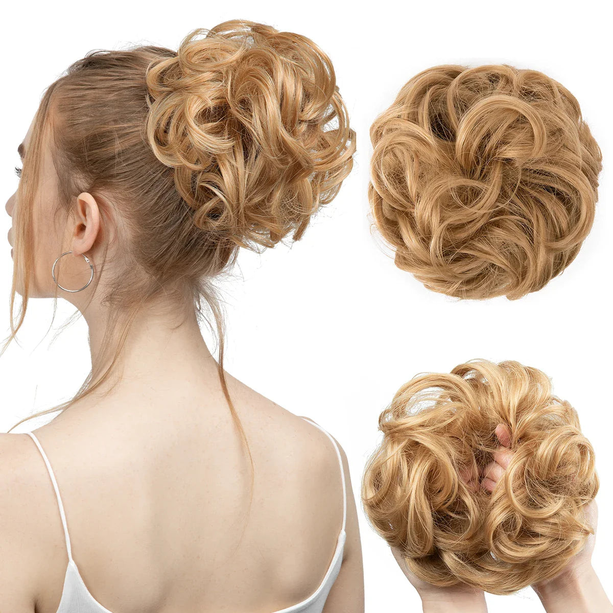 Silkara™ Messy Chignon Premium Big Curly Elastic Hair Scrunchies Bun