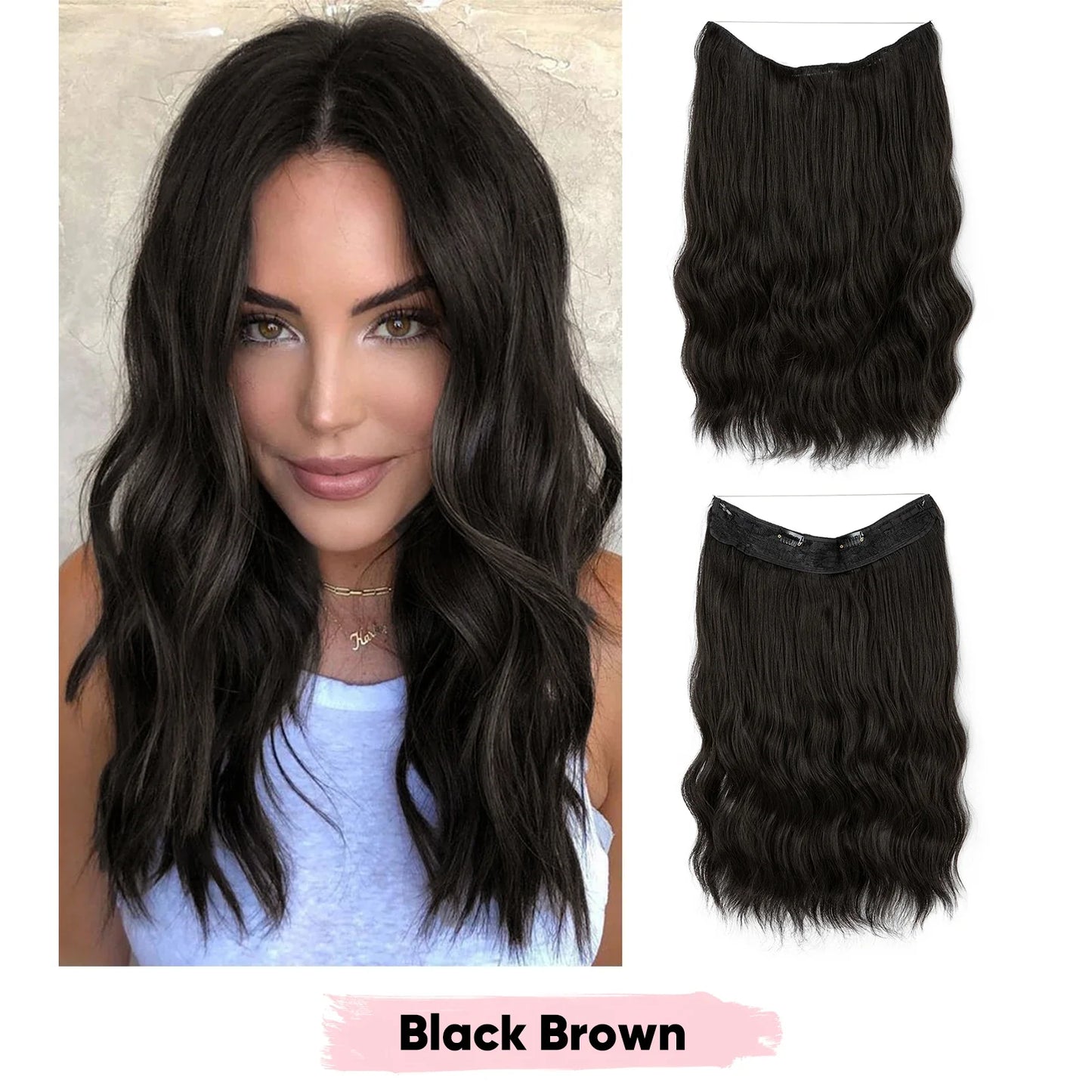 Silkara™ Secret Halo Extensions 16, 20, 24 inches (Wavy-2 Clips)