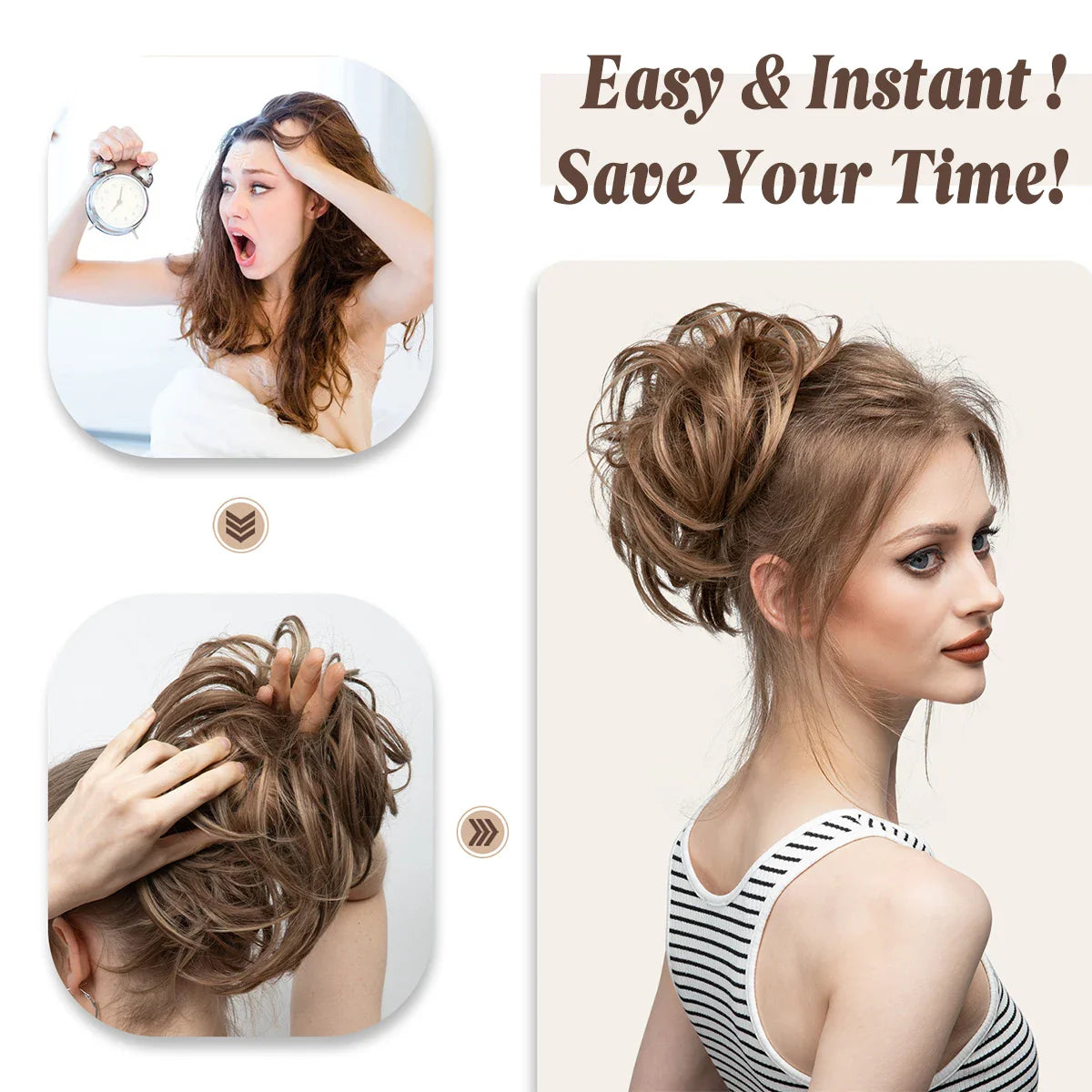 Silkara™  Elastic Messy Bun Chignon Curly Scrunchie Updo Donut