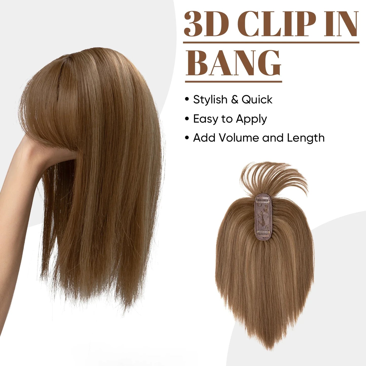 Silkara™ Clip in Hair Topper With Bangs