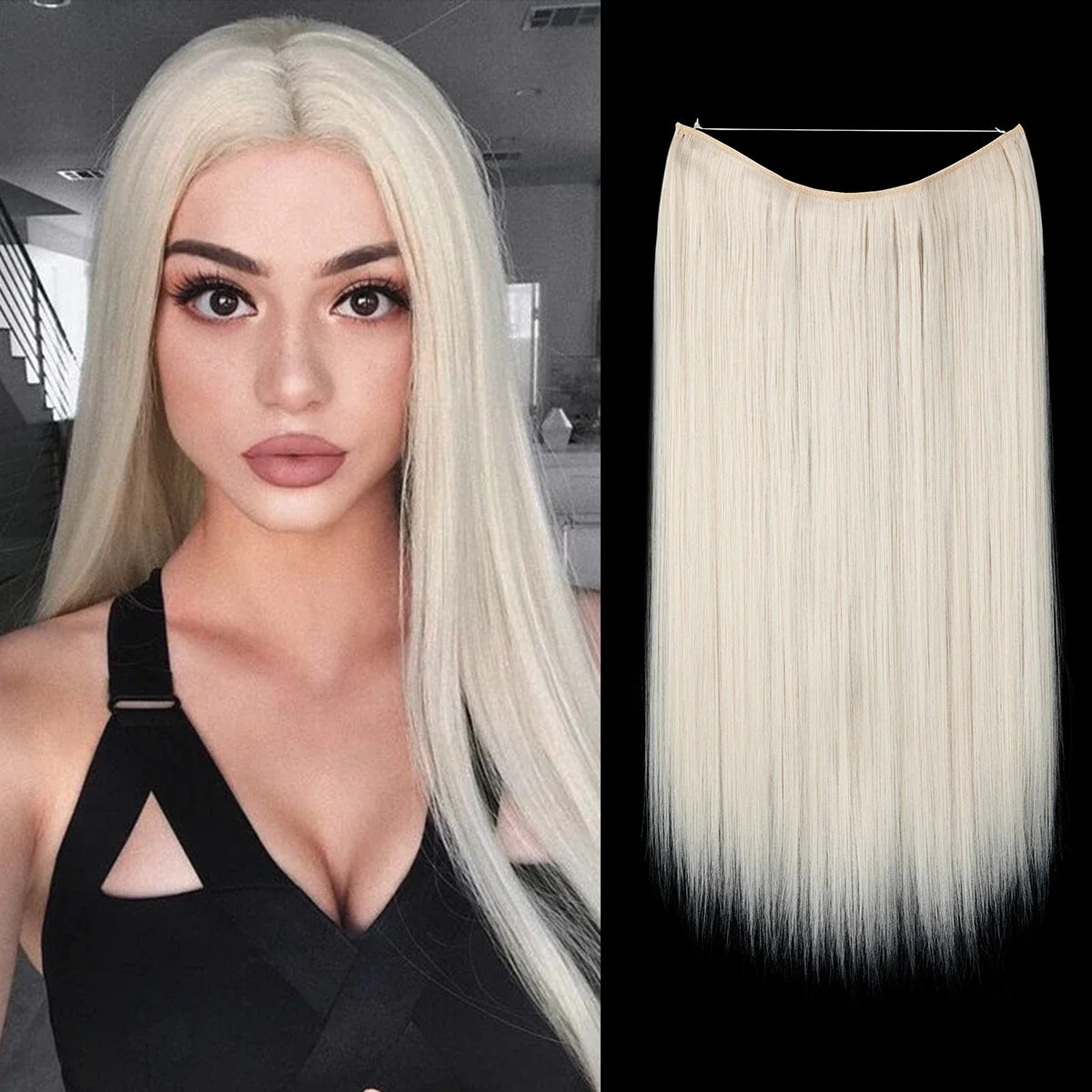 Silkara™ Secret Halo Hair Extensions 14, 16 Inches (Straight-No Clip)