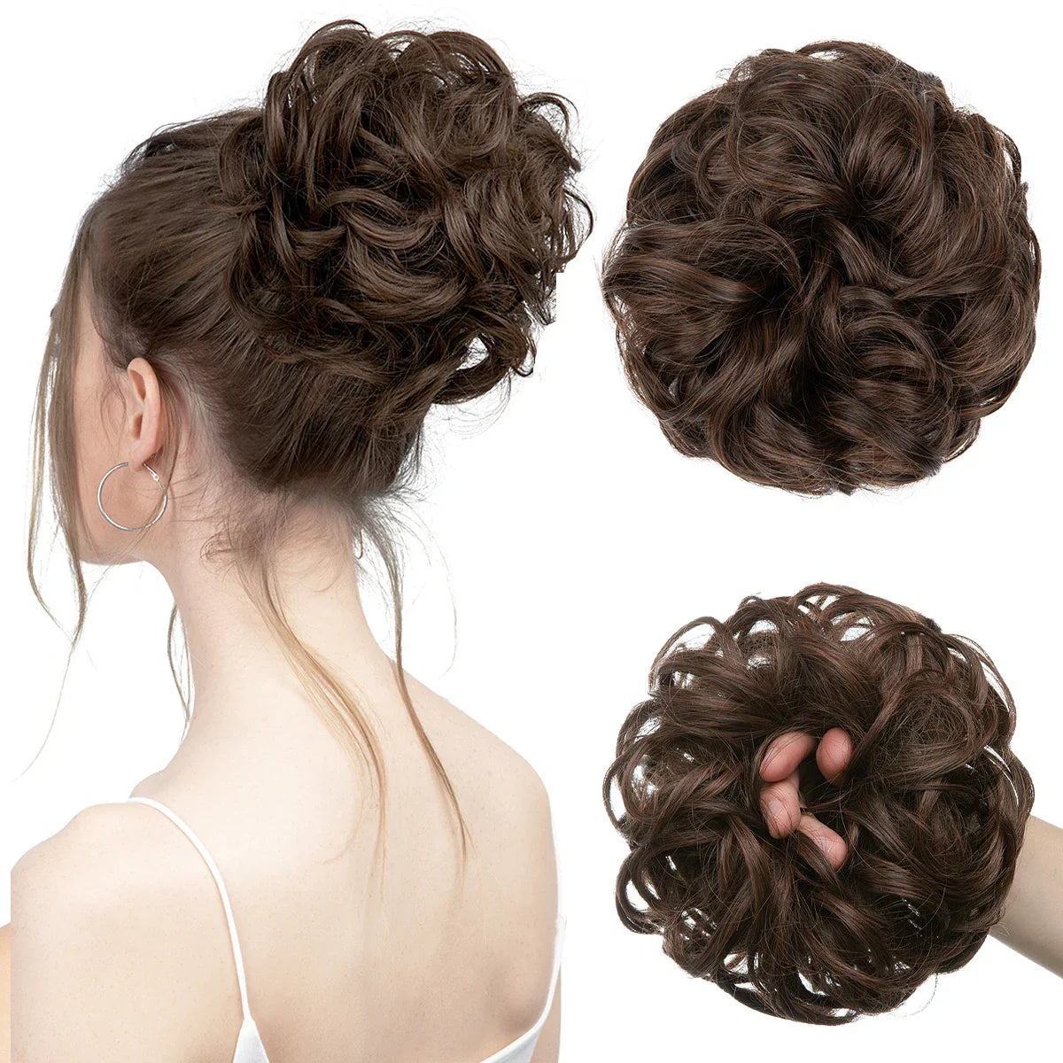 Silkara™ Messy Chignon Premium Big Curly Elastic Hair Scrunchies Bun
