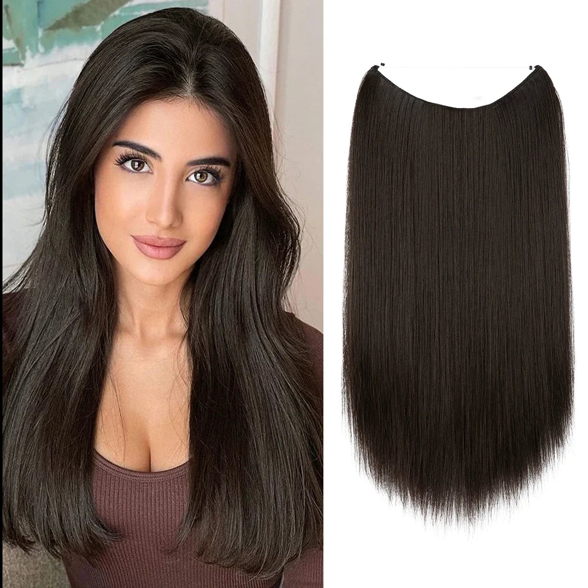 Silkara™ Secret Halo Hair Extensions 14, 16 Inches (Straight-No Clip)