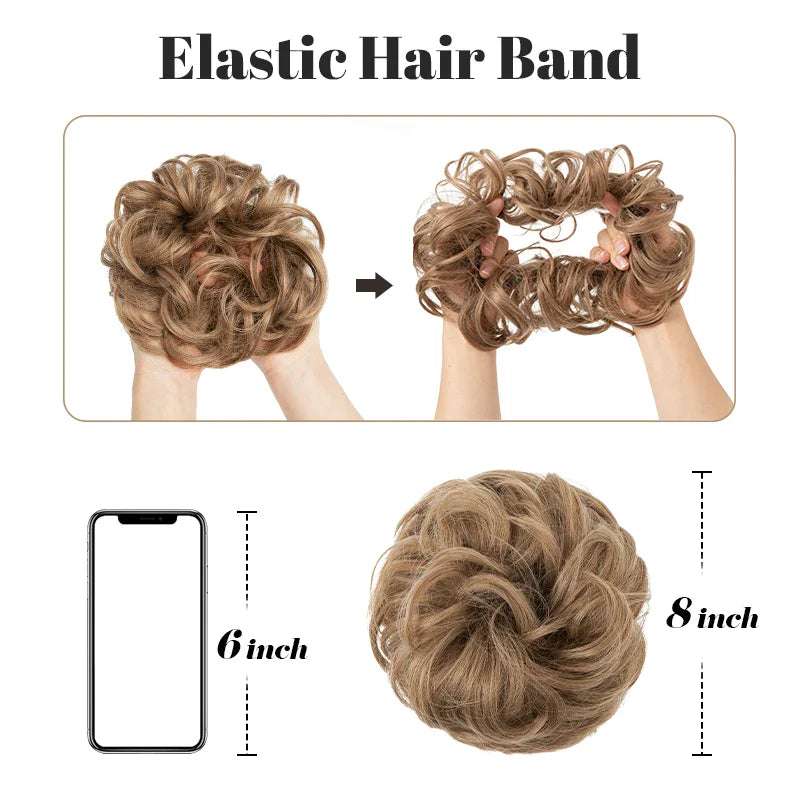 Silkara™ Messy Chignon Premium Big Curly Elastic Hair Scrunchies Bun