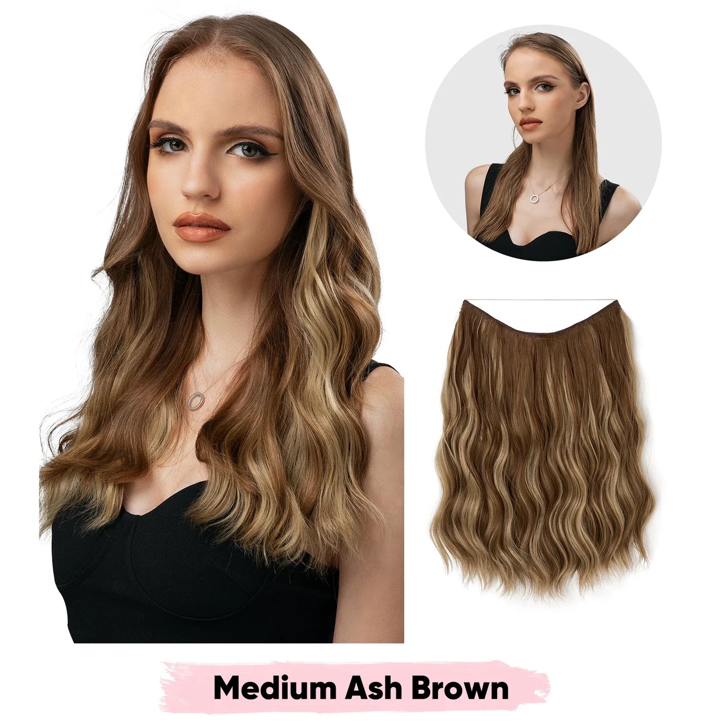 Silkara™ Secret Halo Extensions 16, 20, 24 inches (Wavy-2 Clips)