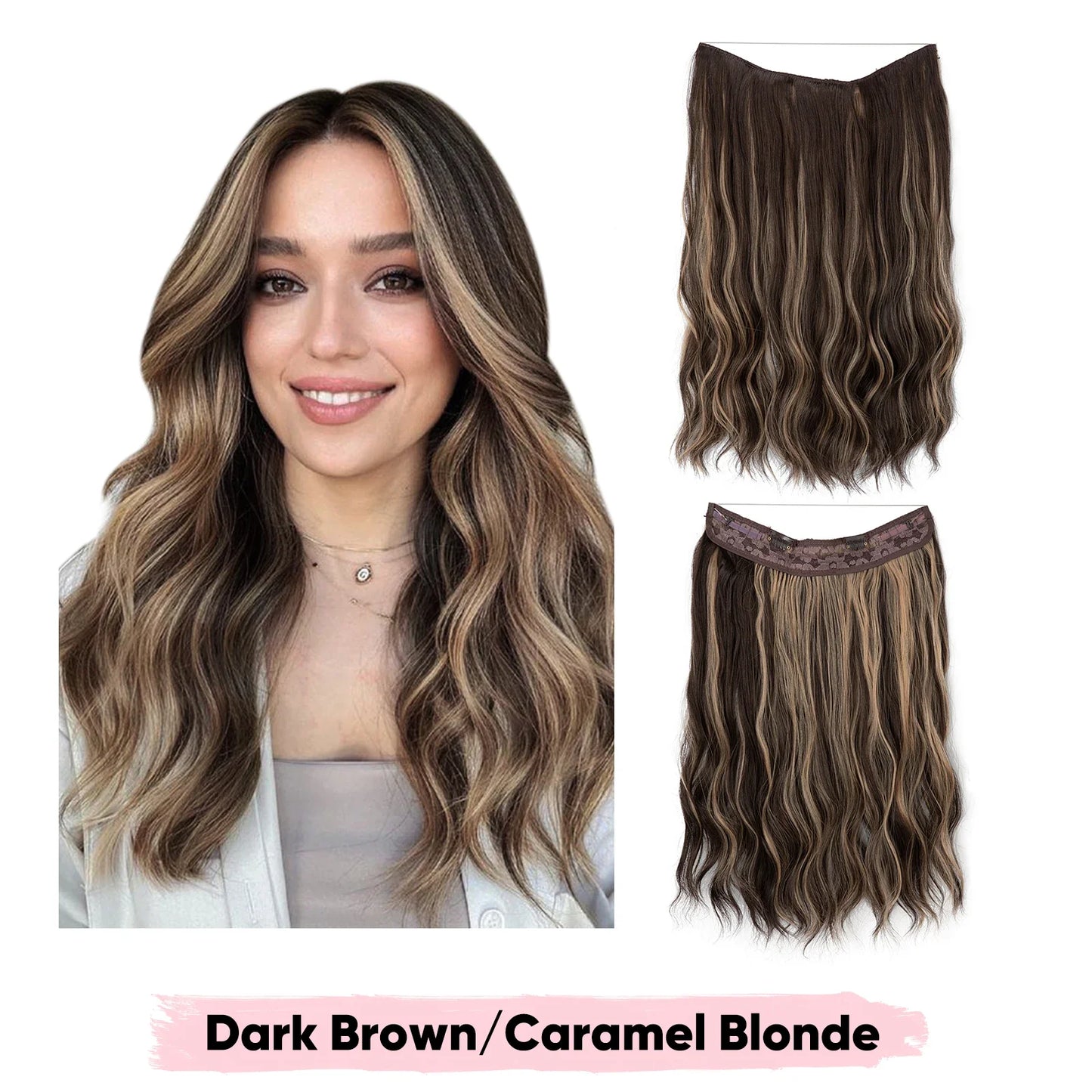 Silkara™ Secret Halo Extensions 16, 20, 24 inches (Wavy-2 Clips)