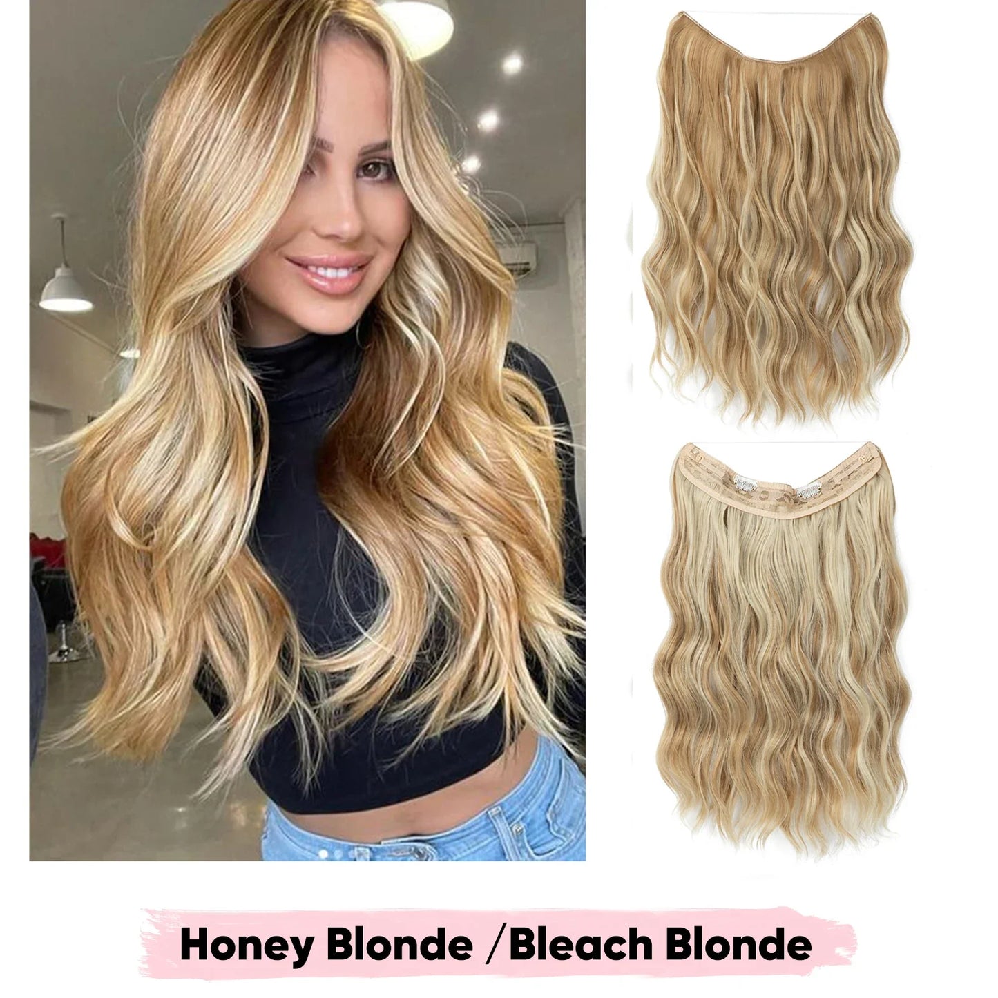 Silkara™ Secret Halo Extensions 16, 20, 24 inches (Wavy-2 Clips)
