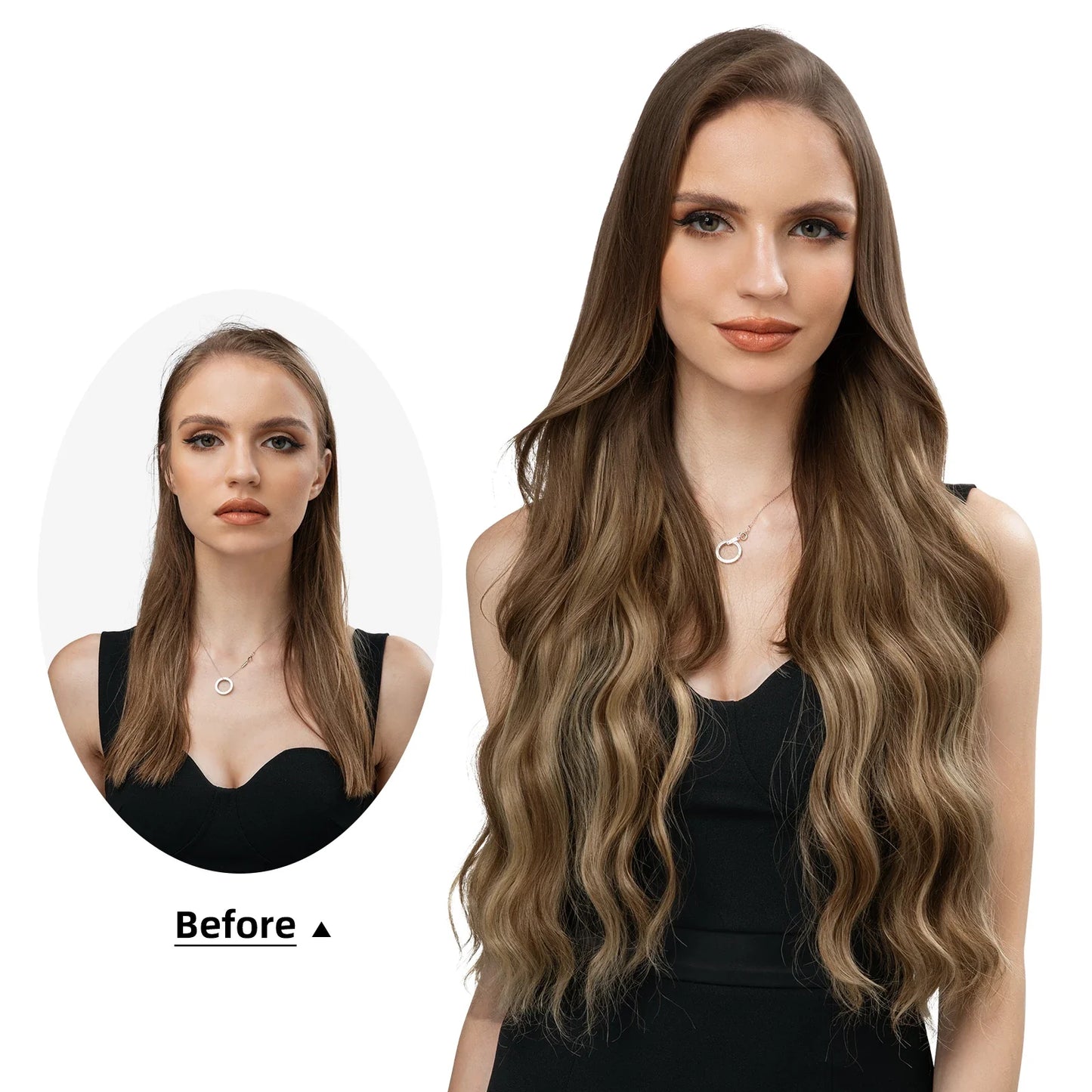 Silkara™ Secret Halo Extensions 16, 20, 24 inches (Wavy-2 Clips)