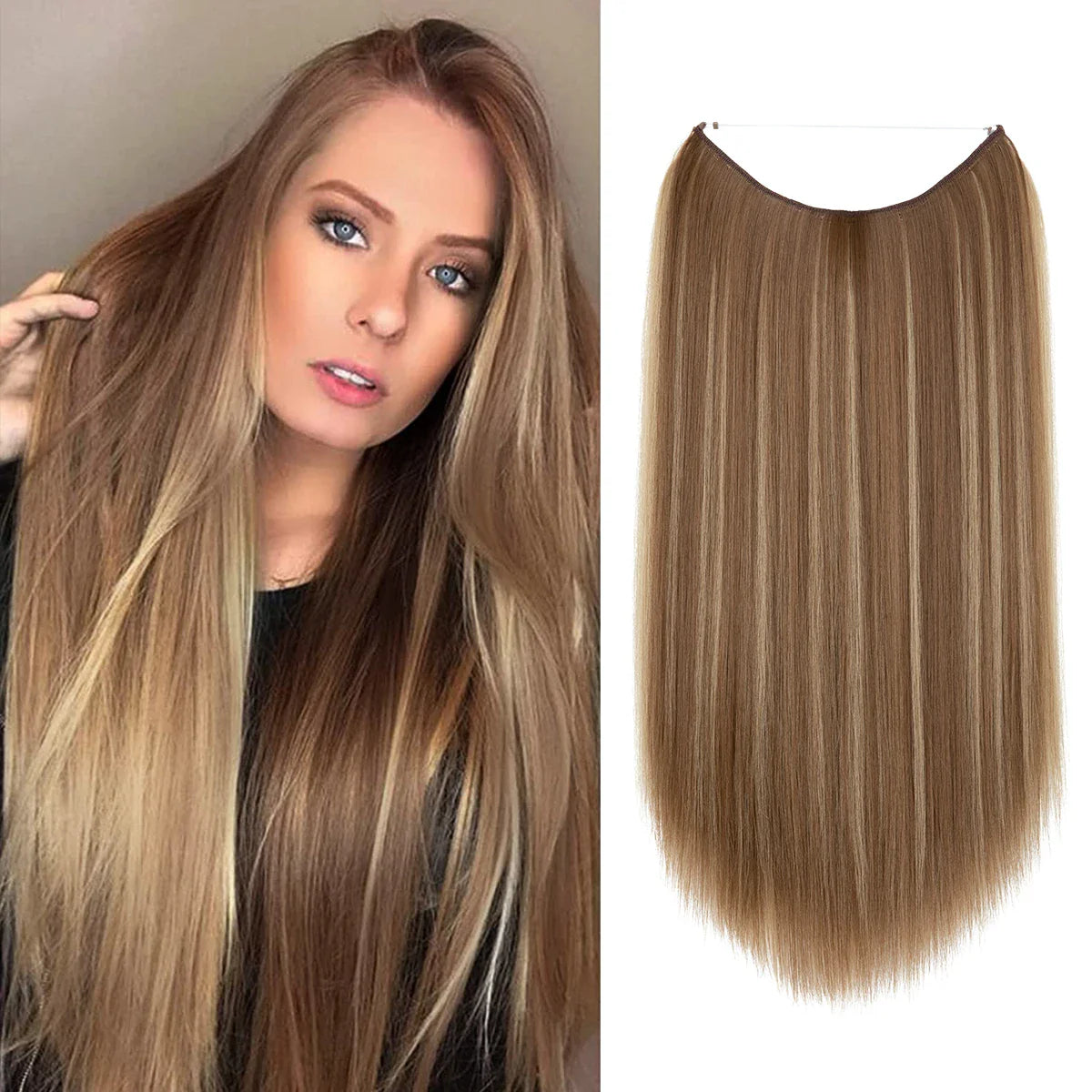 Silkara™ Secret Halo Hair Extensions 14, 16 Inches (Straight-No Clip)