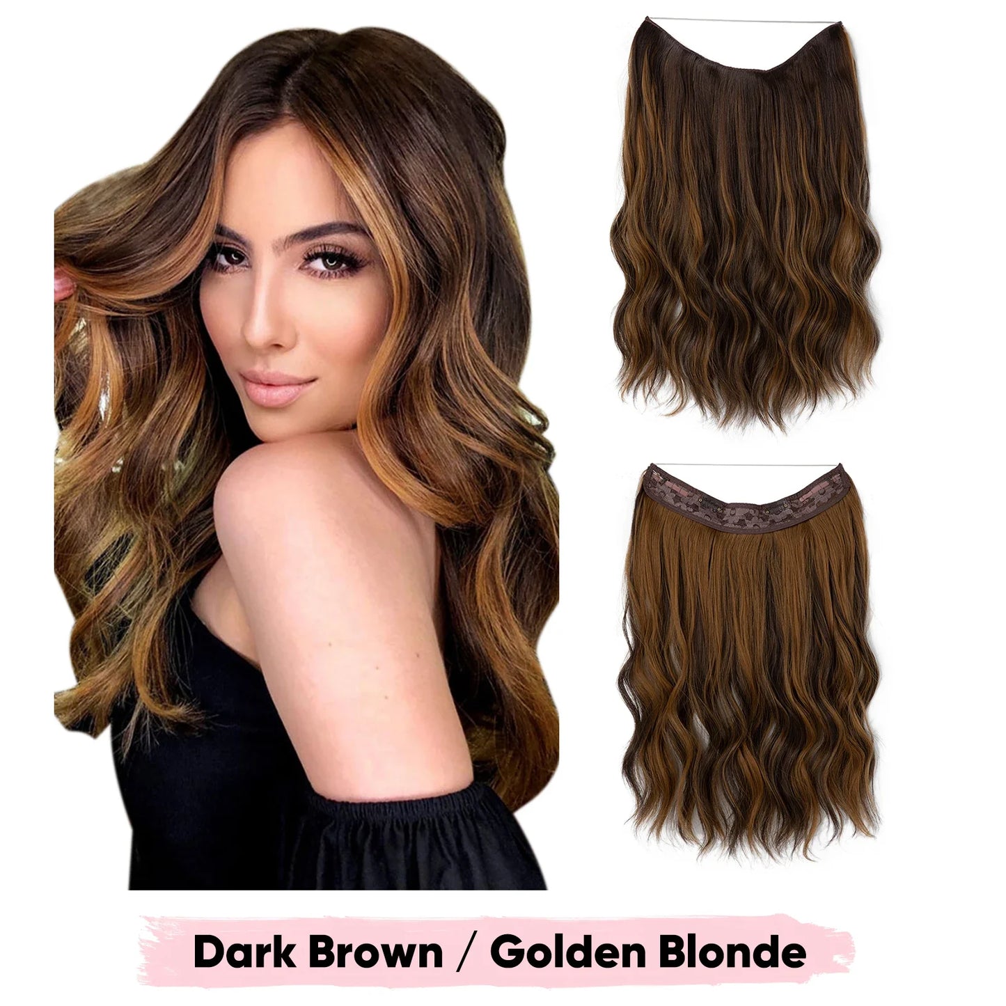 Silkara™ Secret Halo Extensions 16, 20, 24 inches (Wavy-2 Clips)