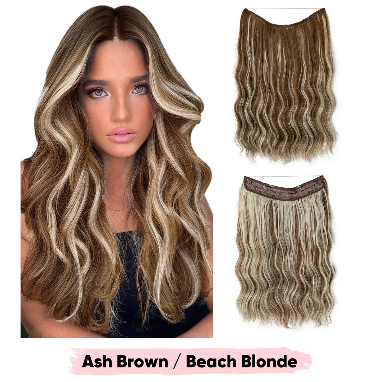 Silkara™ Secret Halo Extensions 16, 20, 24 inches (Wavy-2 Clips)