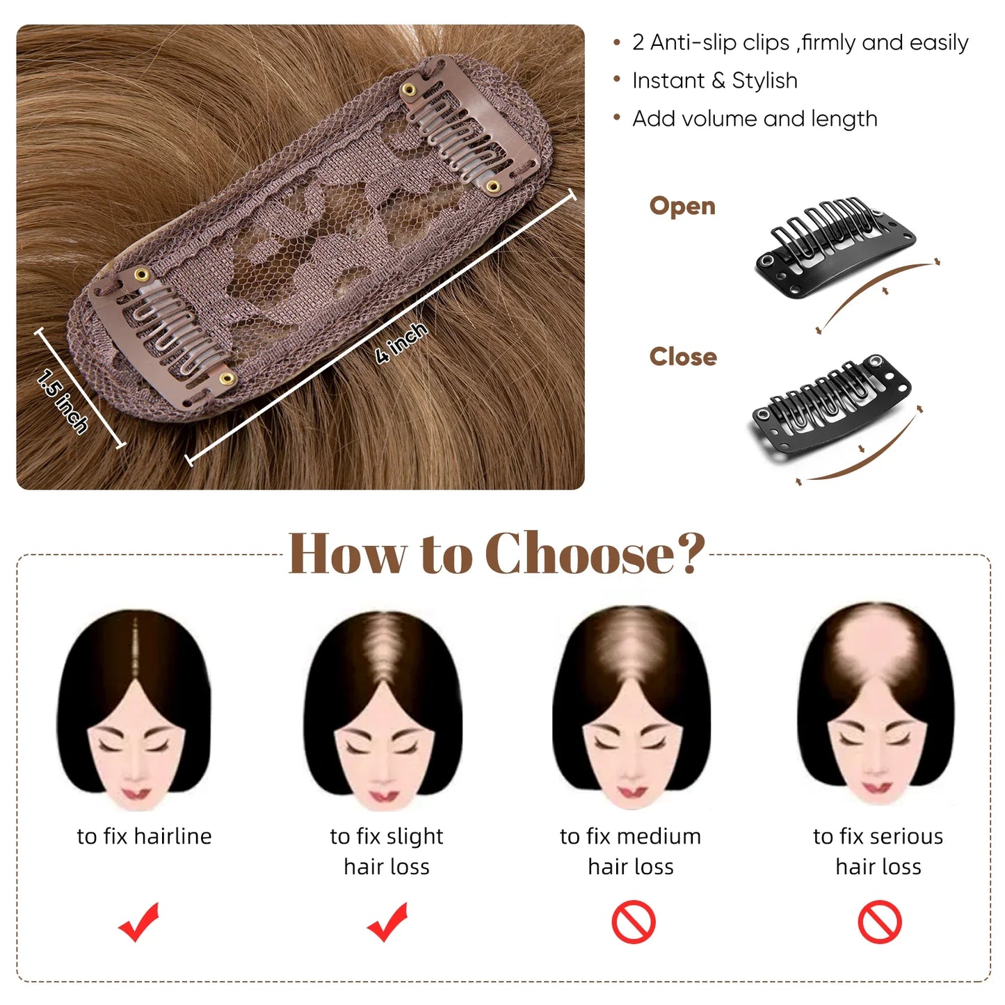 Silkara™ Clip in Hair Topper With Bangs