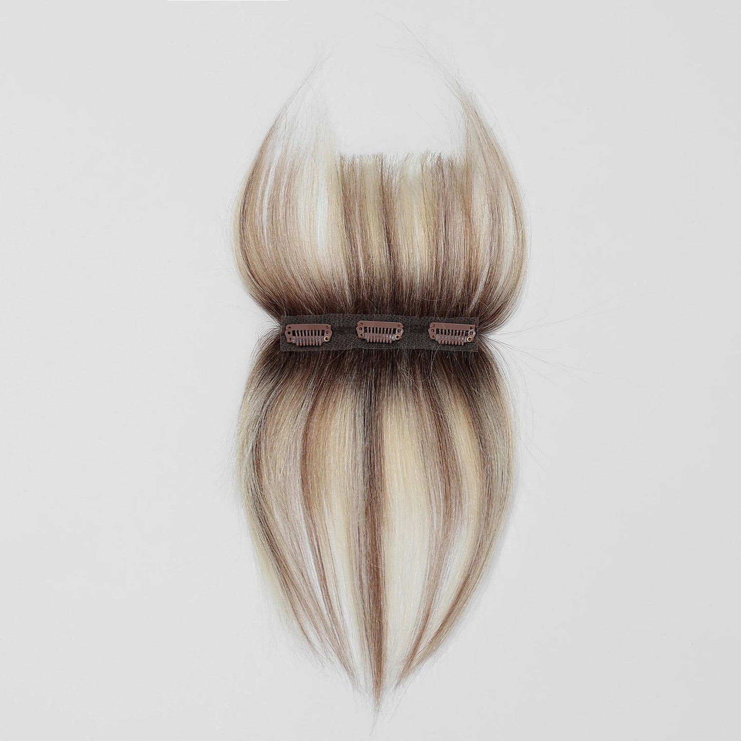 Ombre Bleach Blonde Clip-In Human Hair Bangs – 5” 3D Wispy Hairpiece for Women