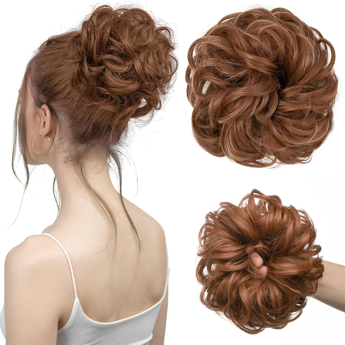 Silkara™ Messy Chignon Premium Big Curly Elastic Hair Scrunchies Bun