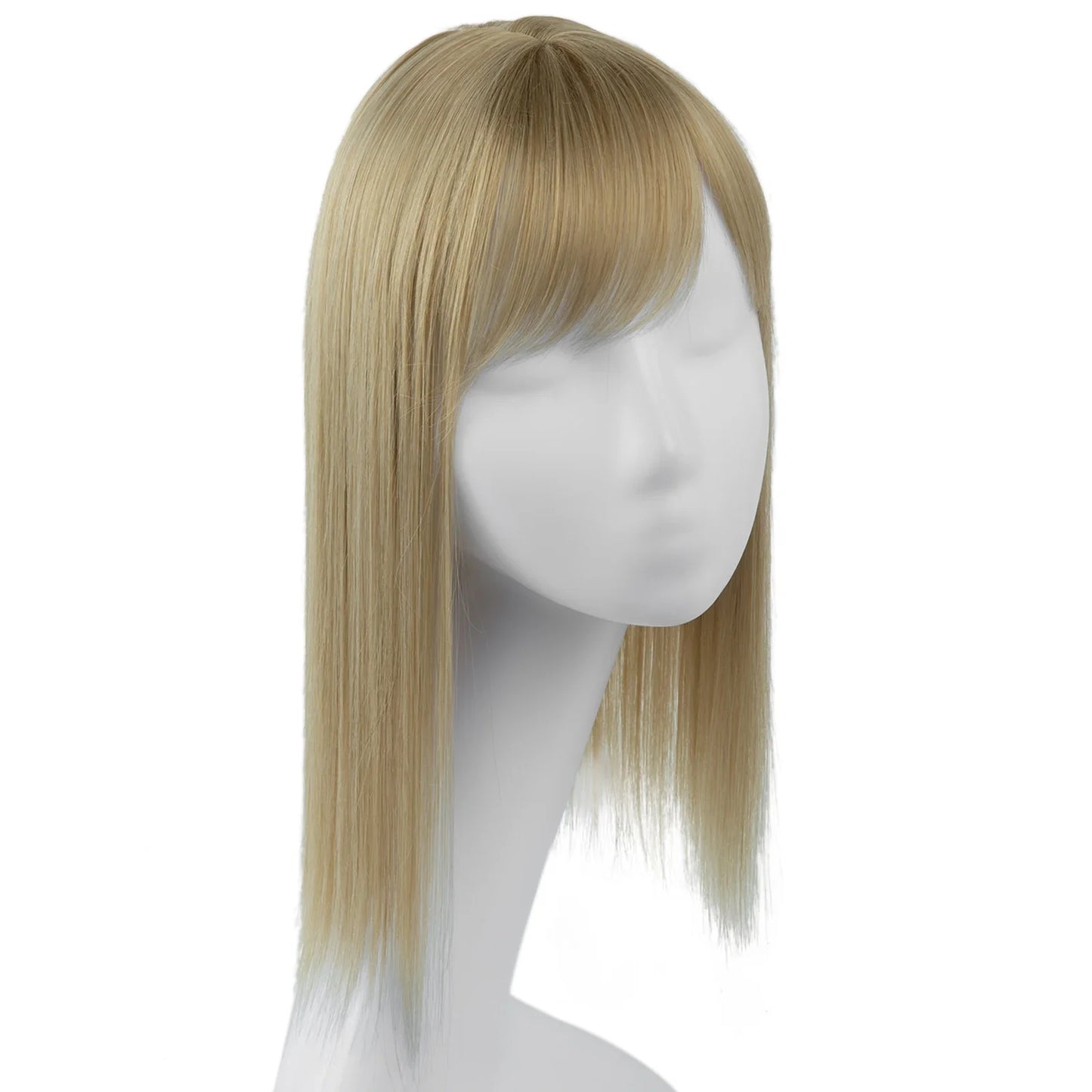 Natural-Look Hair Topper with Bangs – Medium-Length Clip-In Wig for Women (Straight, 120% Density)