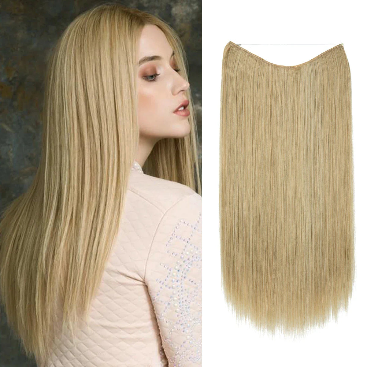 Silkara™ Secret Halo Hair Extensions 14, 16 Inches (Straight-No Clip)