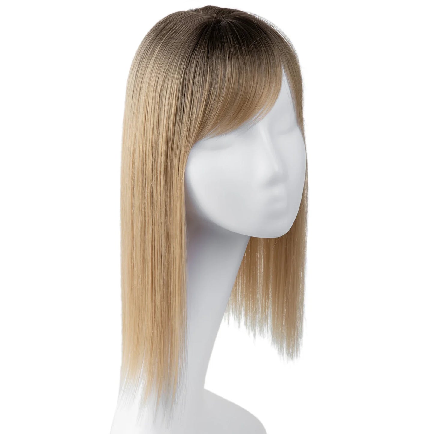 Natural-Look Hair Topper with Bangs – Medium-Length Clip-In Wig for Women (Straight, 120% Density)
