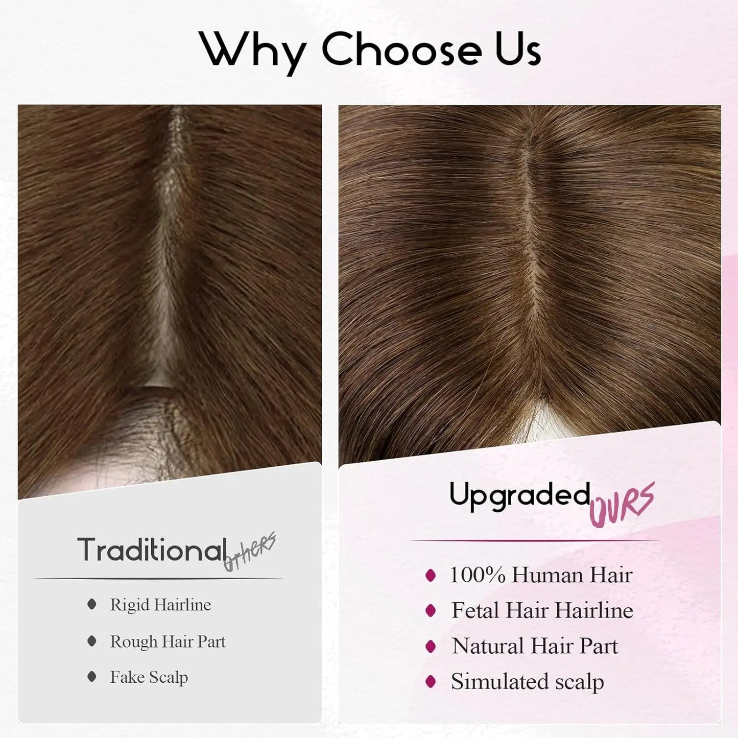 12” Mixed Blonde Human Hair Topper with Bangs – 360° Lace Base Clip-In for Women