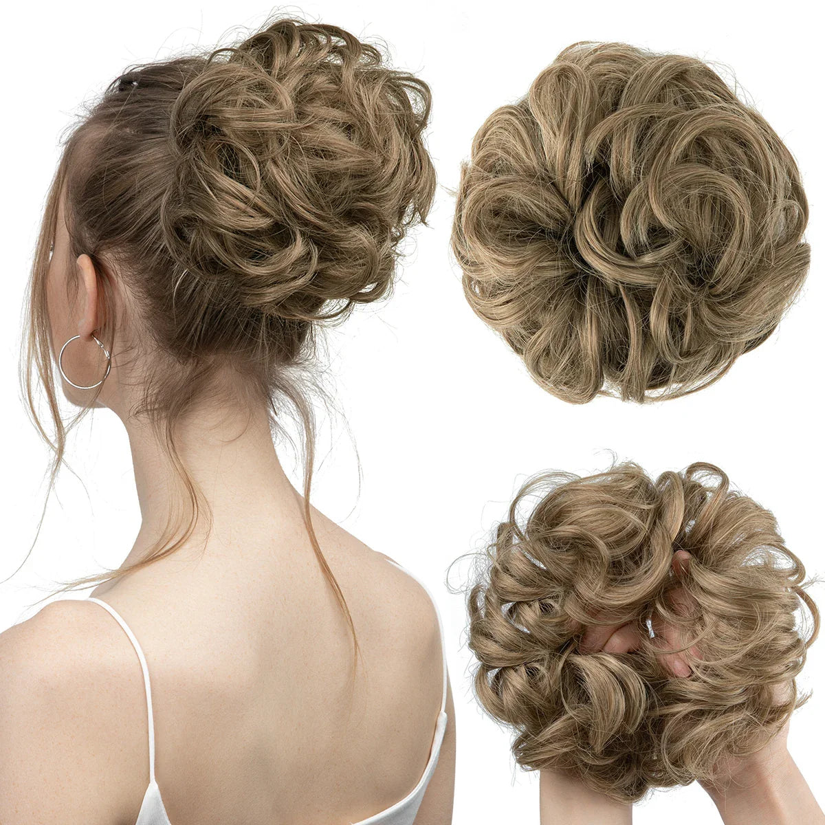 Silkara™ Messy Chignon Premium Big Curly Elastic Hair Scrunchies Bun