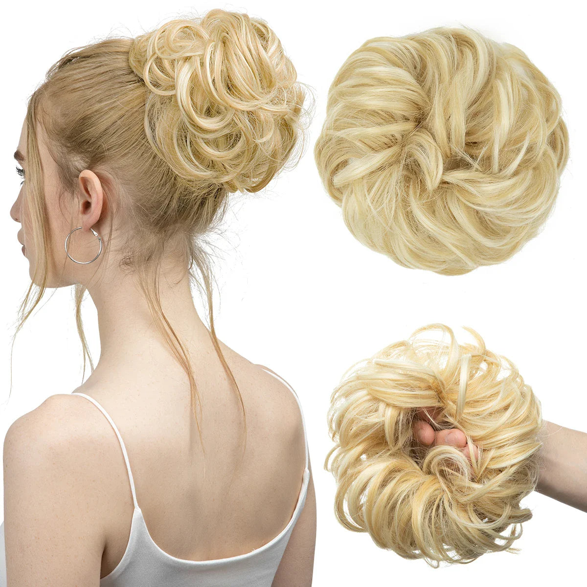 Silkara™ Messy Chignon Premium Big Curly Elastic Hair Scrunchies Bun