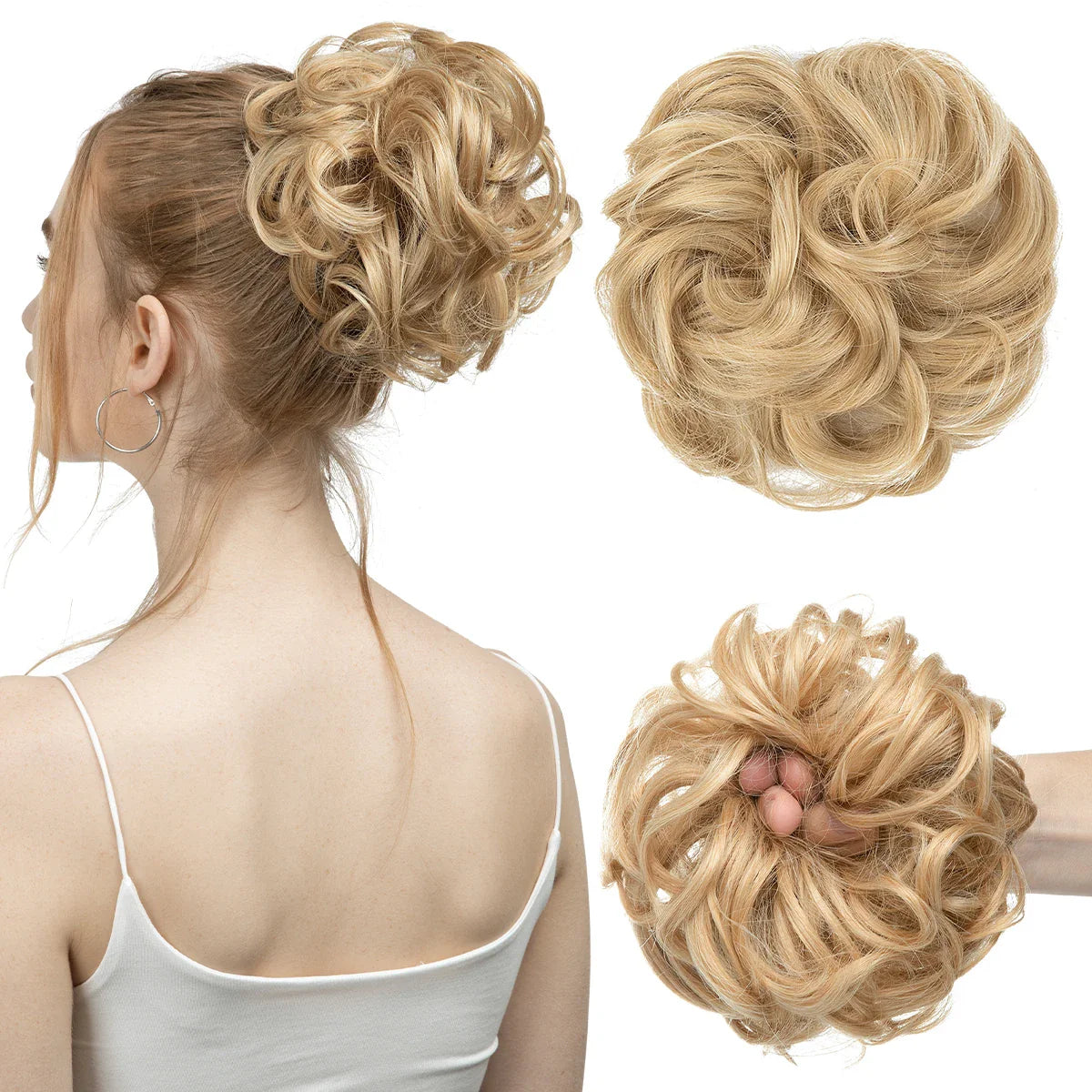 Silkara™ Messy Chignon Premium Big Curly Elastic Hair Scrunchies Bun