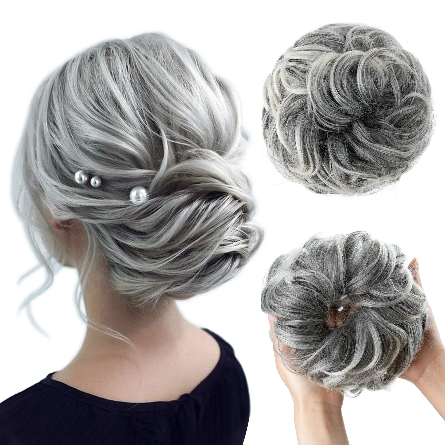 Silkara™ Messy Chignon Premium Big Curly Elastic Hair Scrunchies Bun