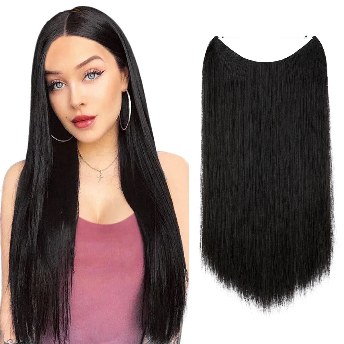 Silkara™ Secret Halo Hair Extensions 14, 16 Inches (Straight-No Clip)