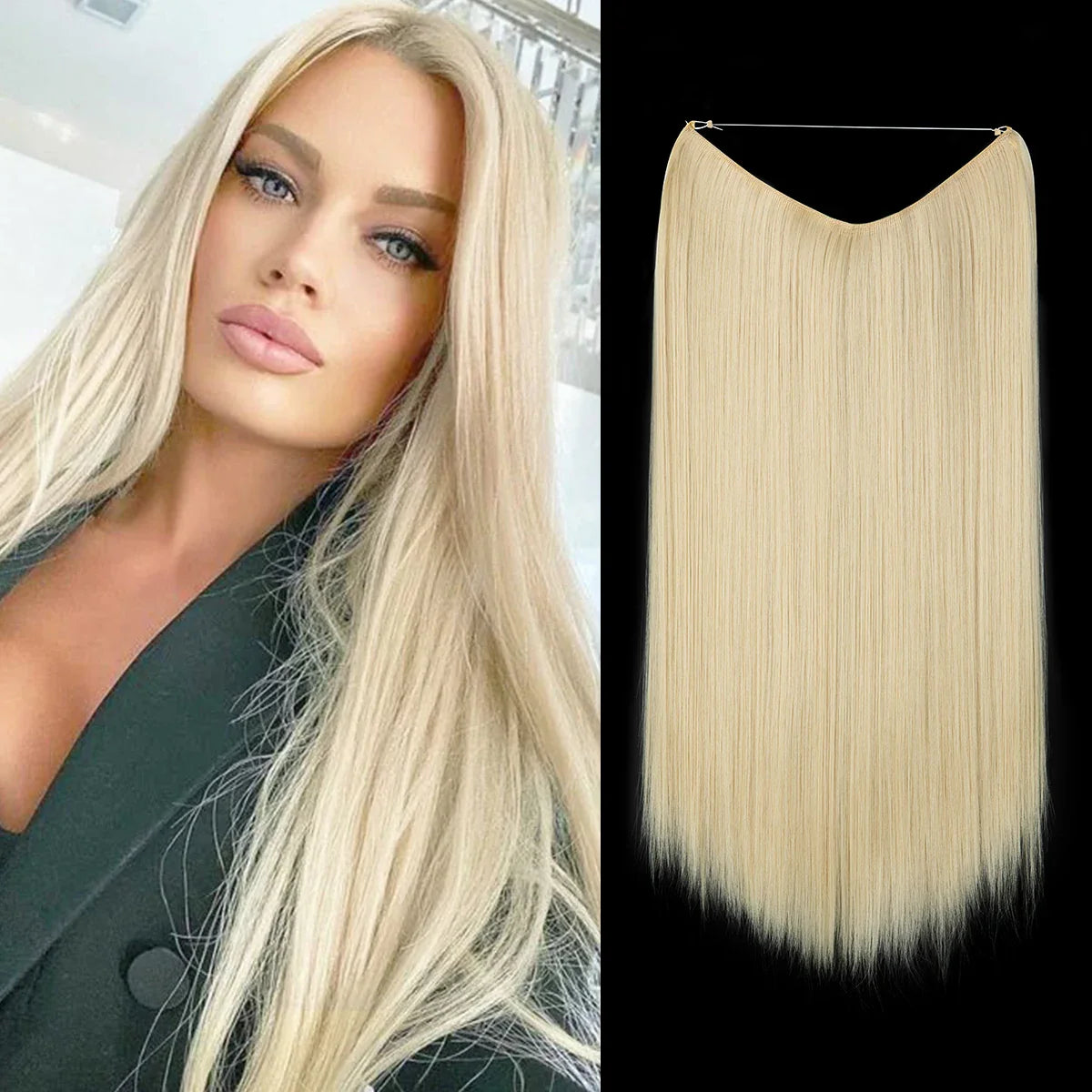 Silkara™ Secret Halo Hair Extensions 14, 16 Inches (Straight-No Clip)