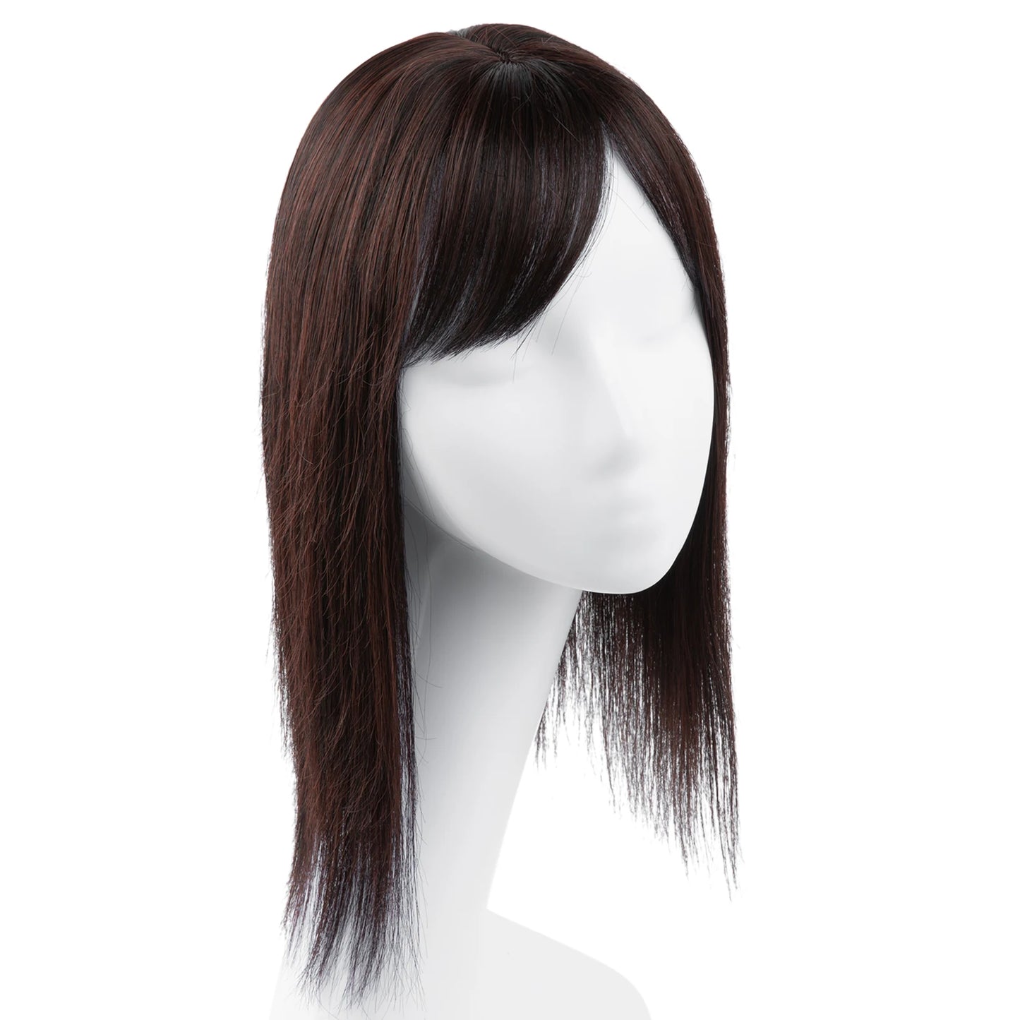 Natural-Look Synthetic Hair Topper with Bangs – Medium-Length Clip-In Wig for Women (Straight, 120% Density)