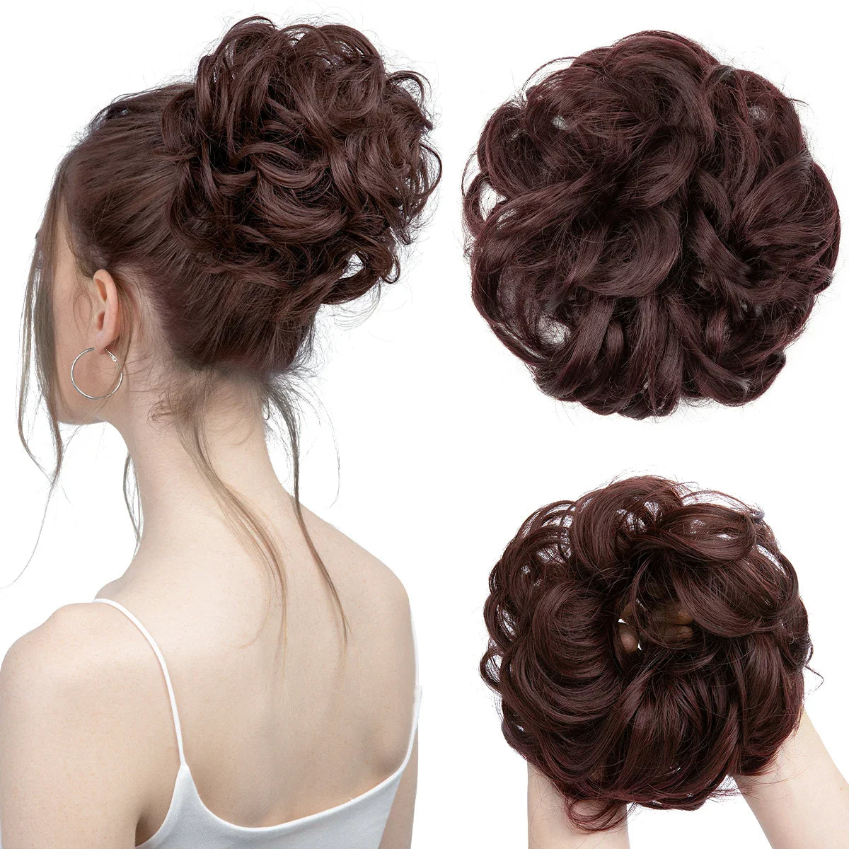 Silkara™ Messy Chignon Premium Big Curly Elastic Hair Scrunchies Bun