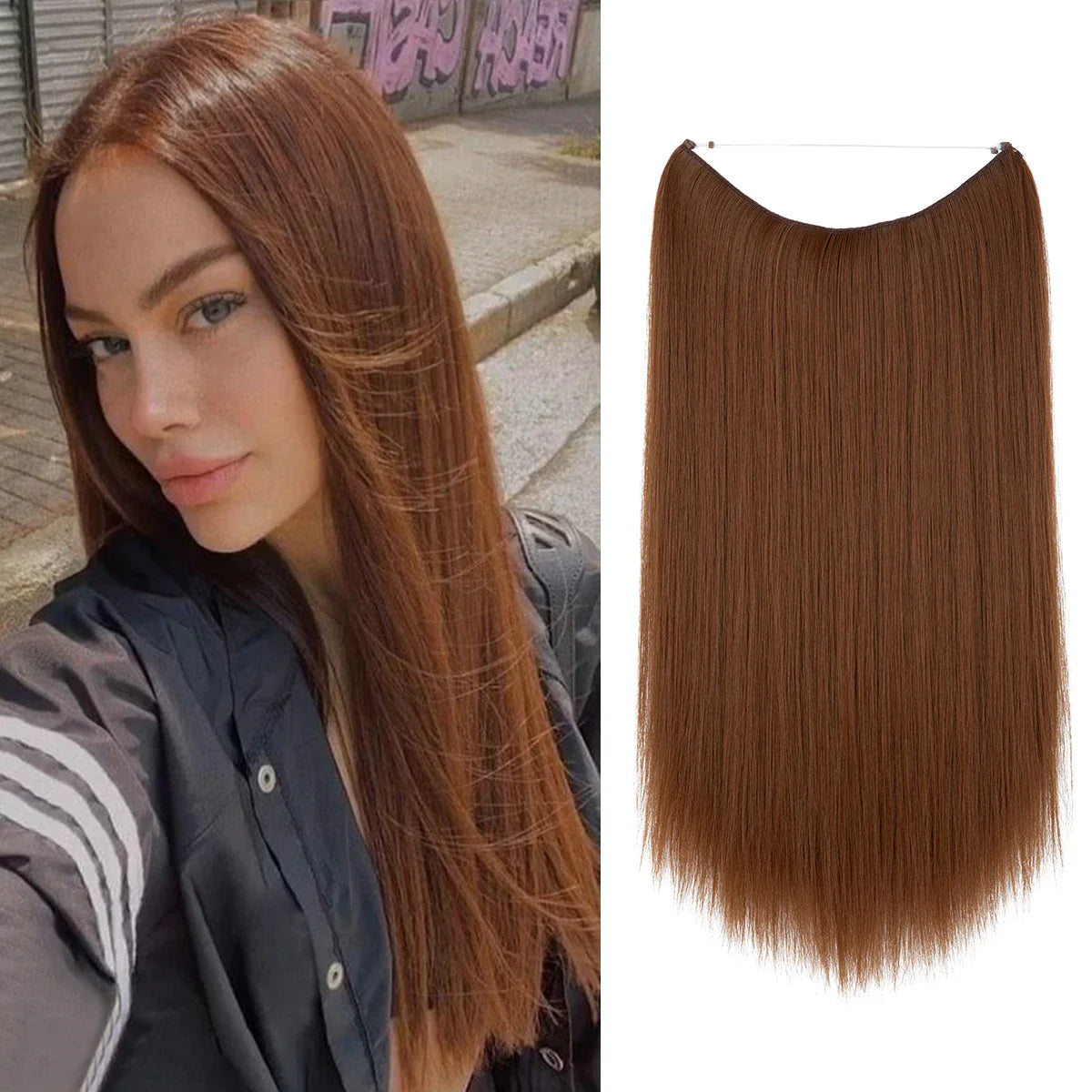 Silkara™ Secret Halo Hair Extensions 14, 16 Inches (Straight-No Clip)