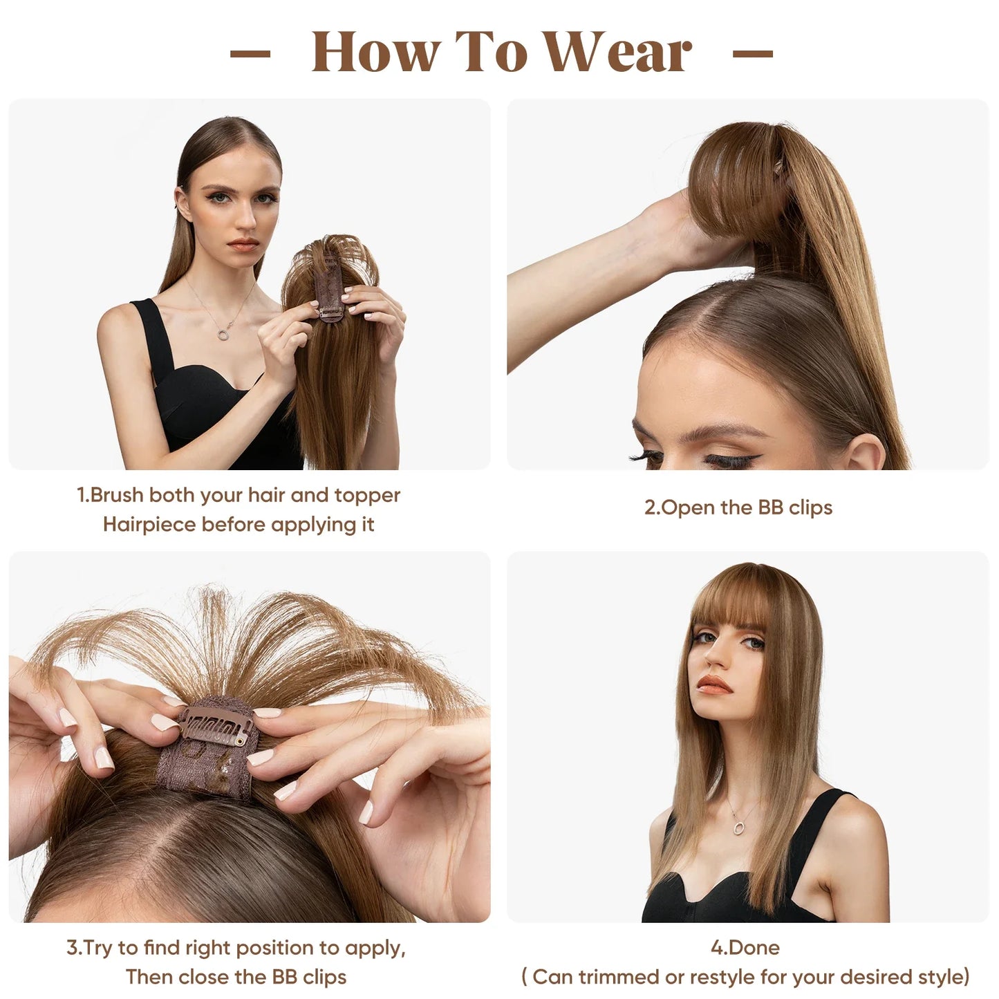 Silkara™ Clip in Hair Topper With Bangs