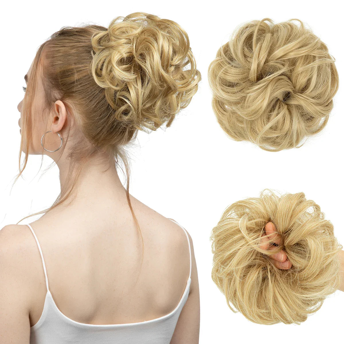 Silkara™ Messy Chignon Premium Big Curly Elastic Hair Scrunchies Bun