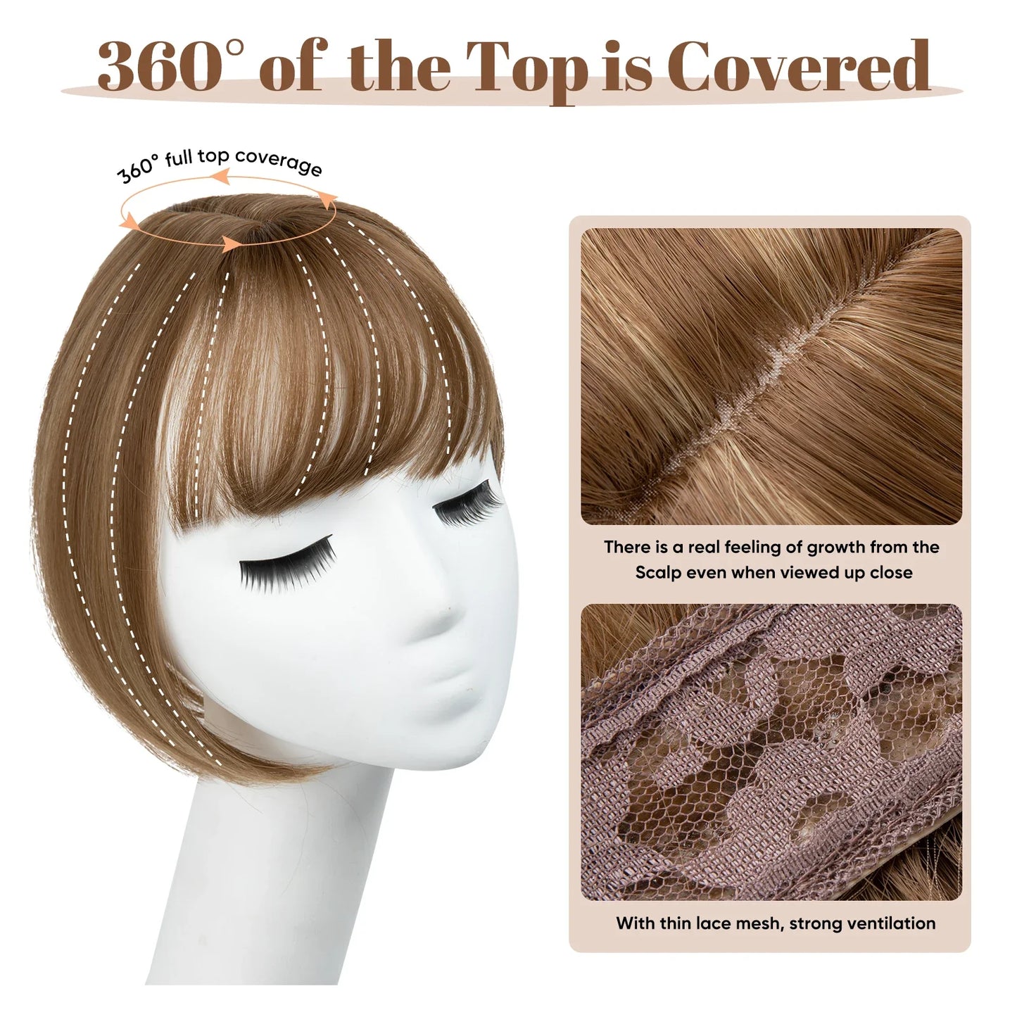 Silkara™ Clip in Hair Topper With Bangs