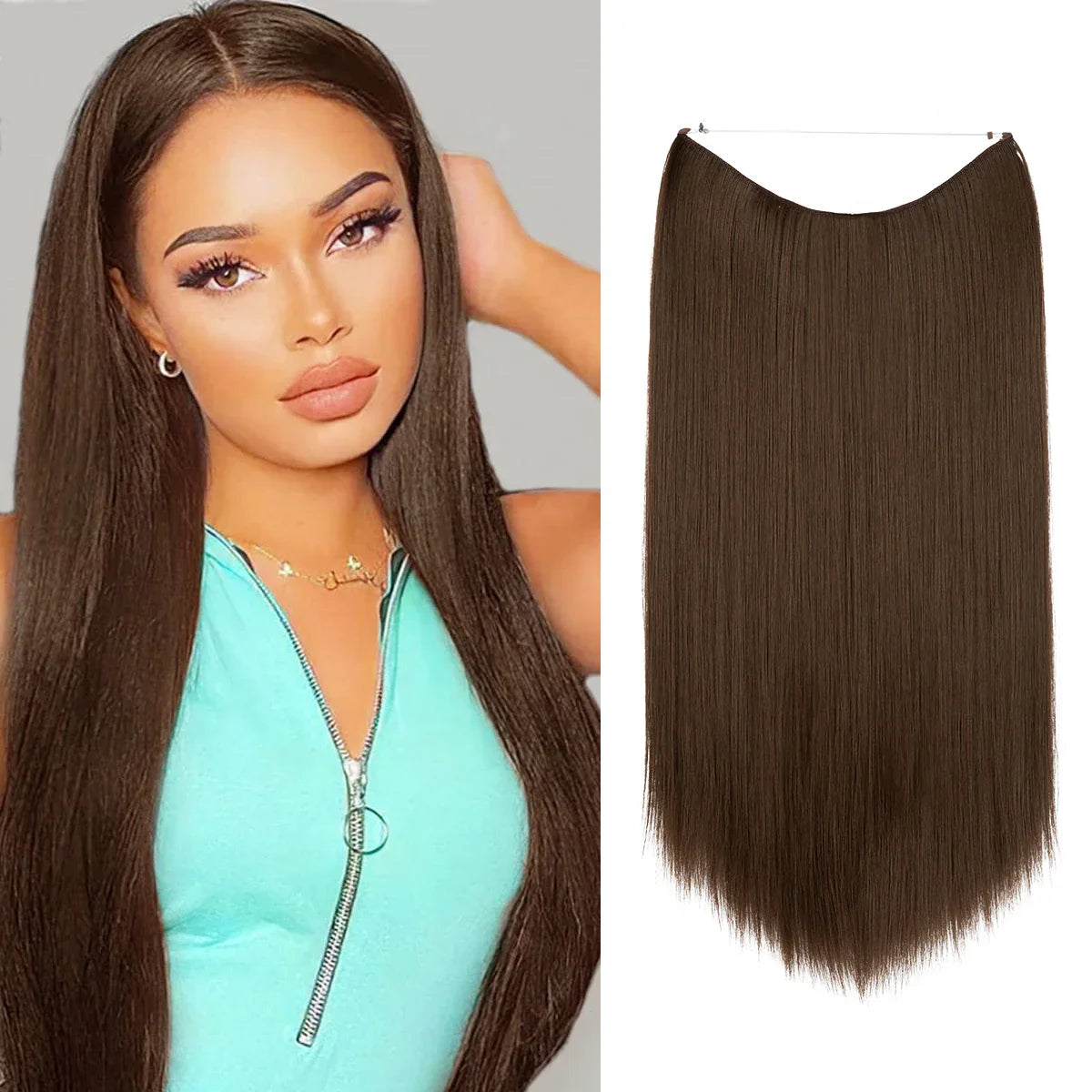 Silkara™ Secret Halo Hair Extensions 14, 16 Inches (Straight-No Clip)