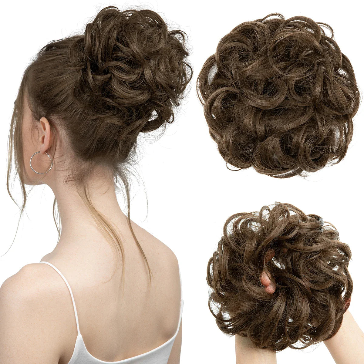 Silkara™ Messy Chignon Premium Big Curly Elastic Hair Scrunchies Bun