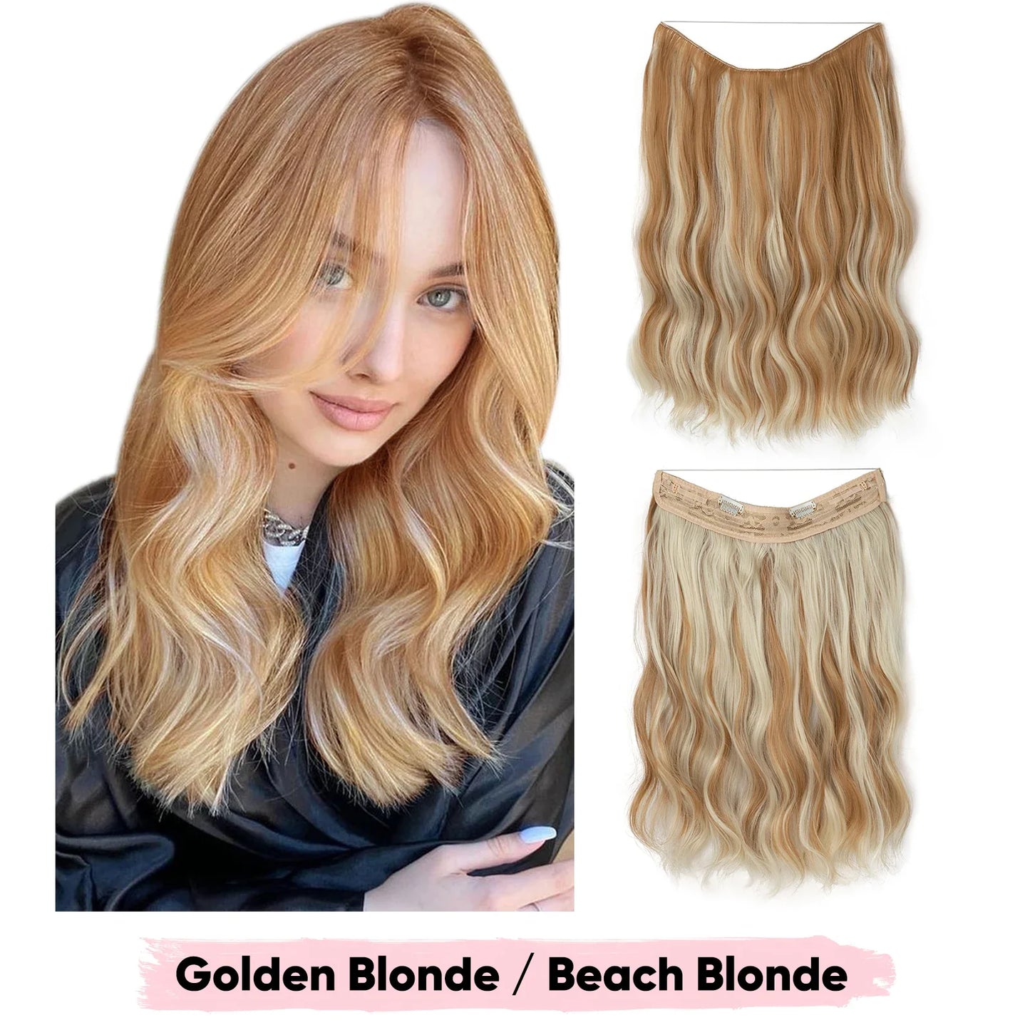 Silkara™ Secret Halo Extensions 16, 20, 24 inches (Wavy-2 Clips)