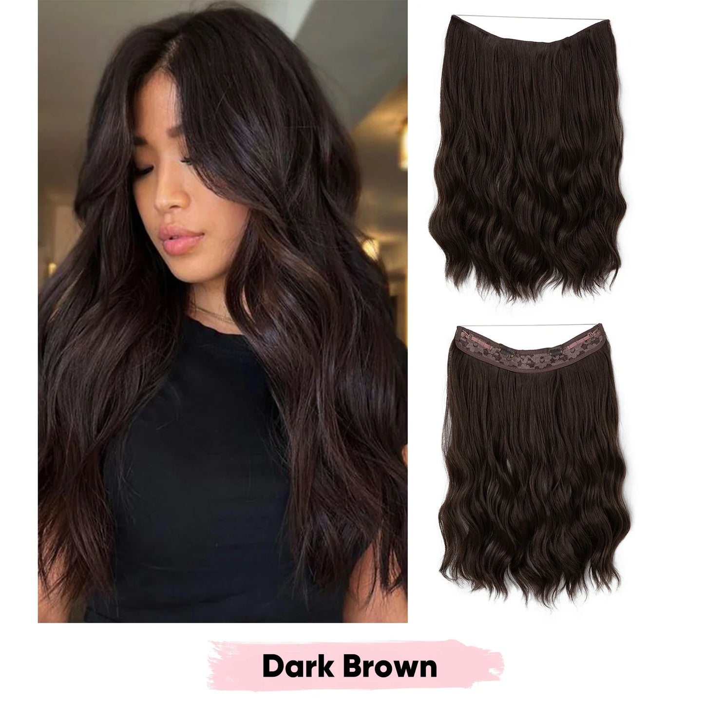 Silkara™ Secret Halo Extensions 16, 20, 24 inches (Wavy-2 Clips)