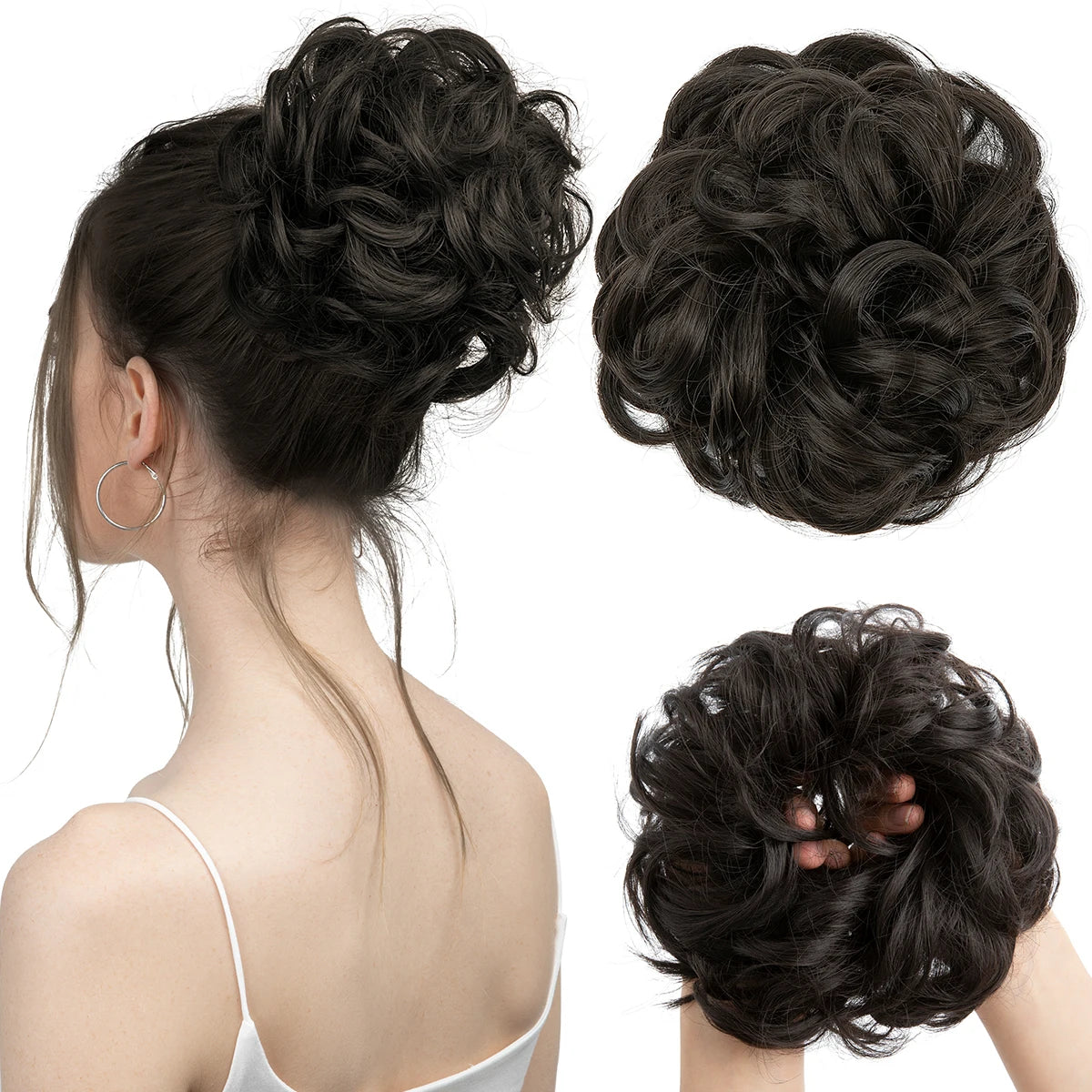 Silkara™ Messy Chignon Premium Big Curly Elastic Hair Scrunchies Bun