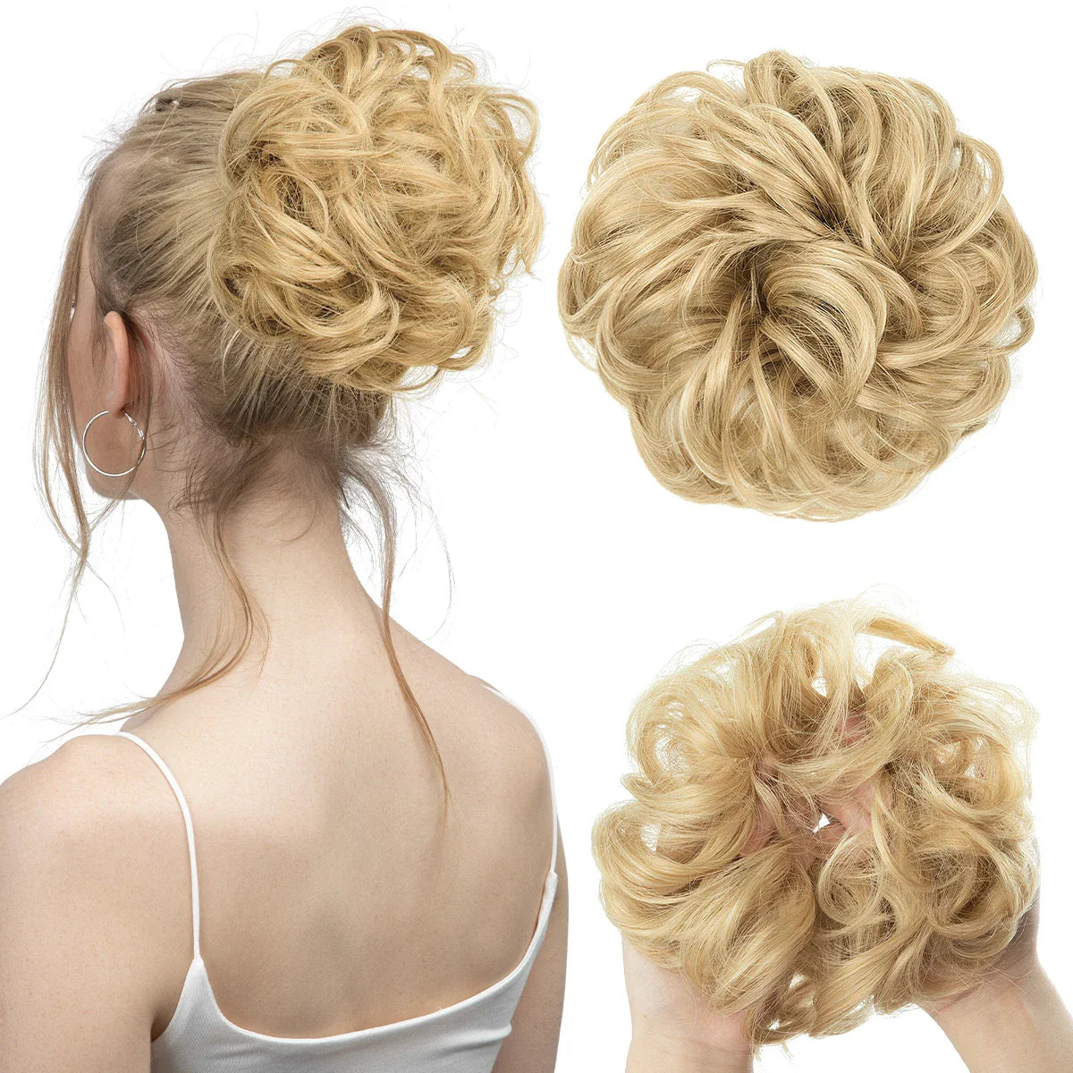 Silkara™ Messy Chignon Premium Big Curly Elastic Hair Scrunchies Bun