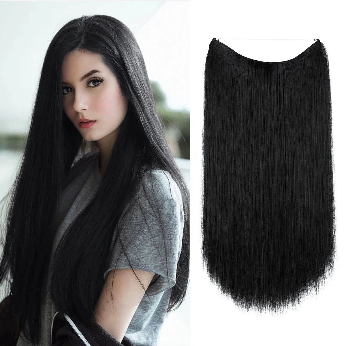 Silkara™ Secret Halo Hair Extensions 14, 16 Inches (Straight-No Clip)