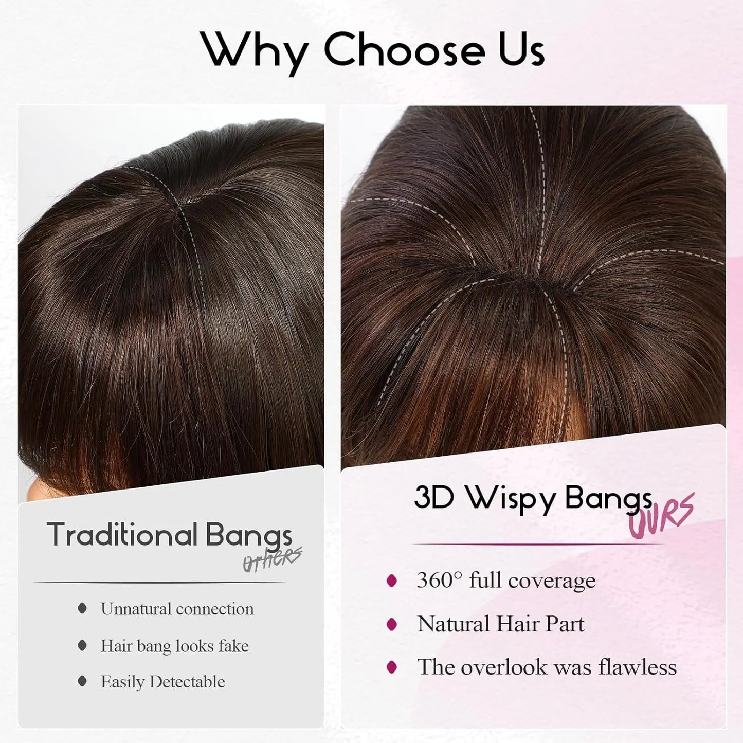 Ombre Bleach Blonde Clip-In Human Hair Bangs – 5” 3D Wispy Hairpiece for Women