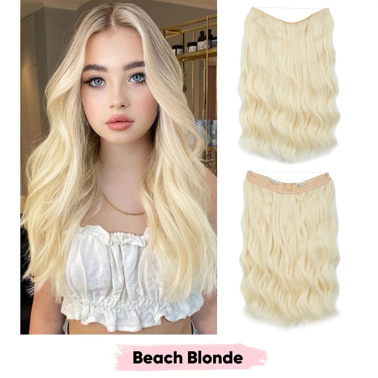 Silkara™ Secret Halo Extensions 16, 20, 24 inches (Wavy-2 Clips)