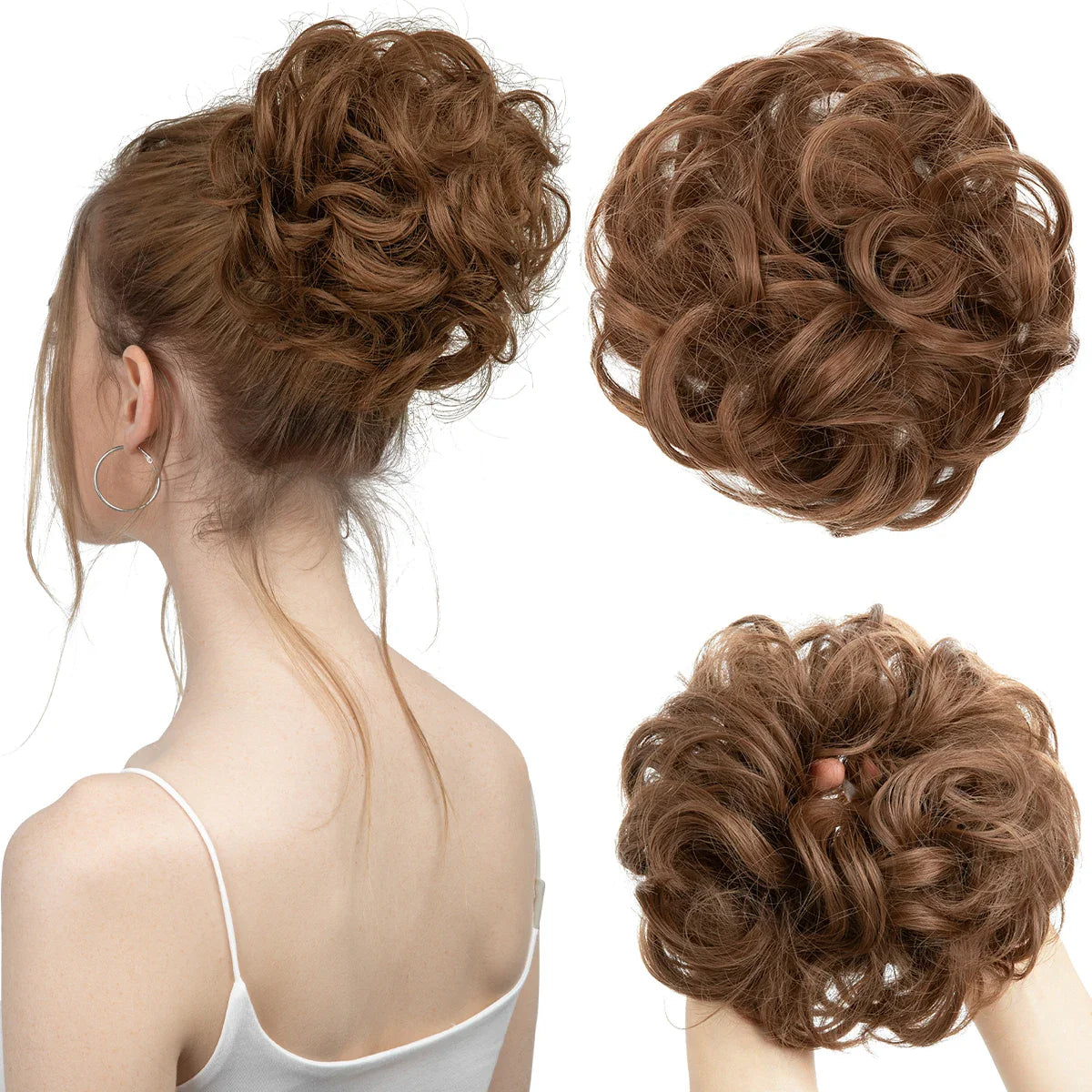 Silkara™ Messy Chignon Premium Big Curly Elastic Hair Scrunchies Bun