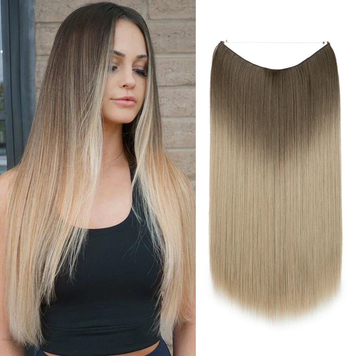 Silkara™ Secret Halo Hair Extensions 14, 16 Inches (Straight-No Clip)